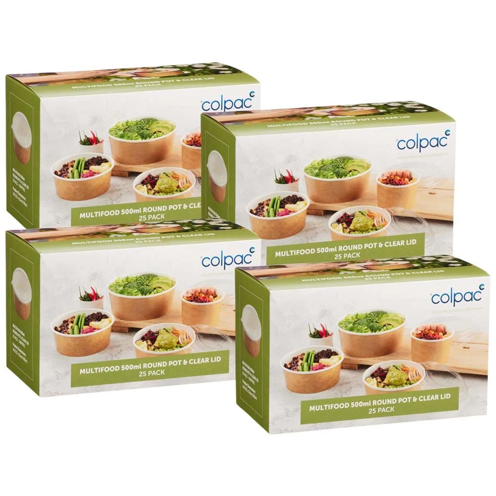 1 Colpac Multifood Round Pot and Lid 500ml 100 Pack, 1 of 2