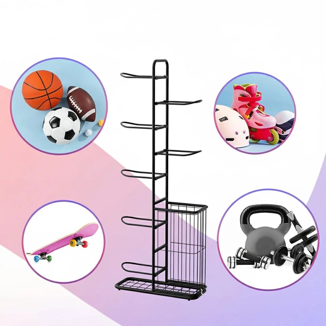 5 Everfit Ball Storage Rack - Black, 5 of 6