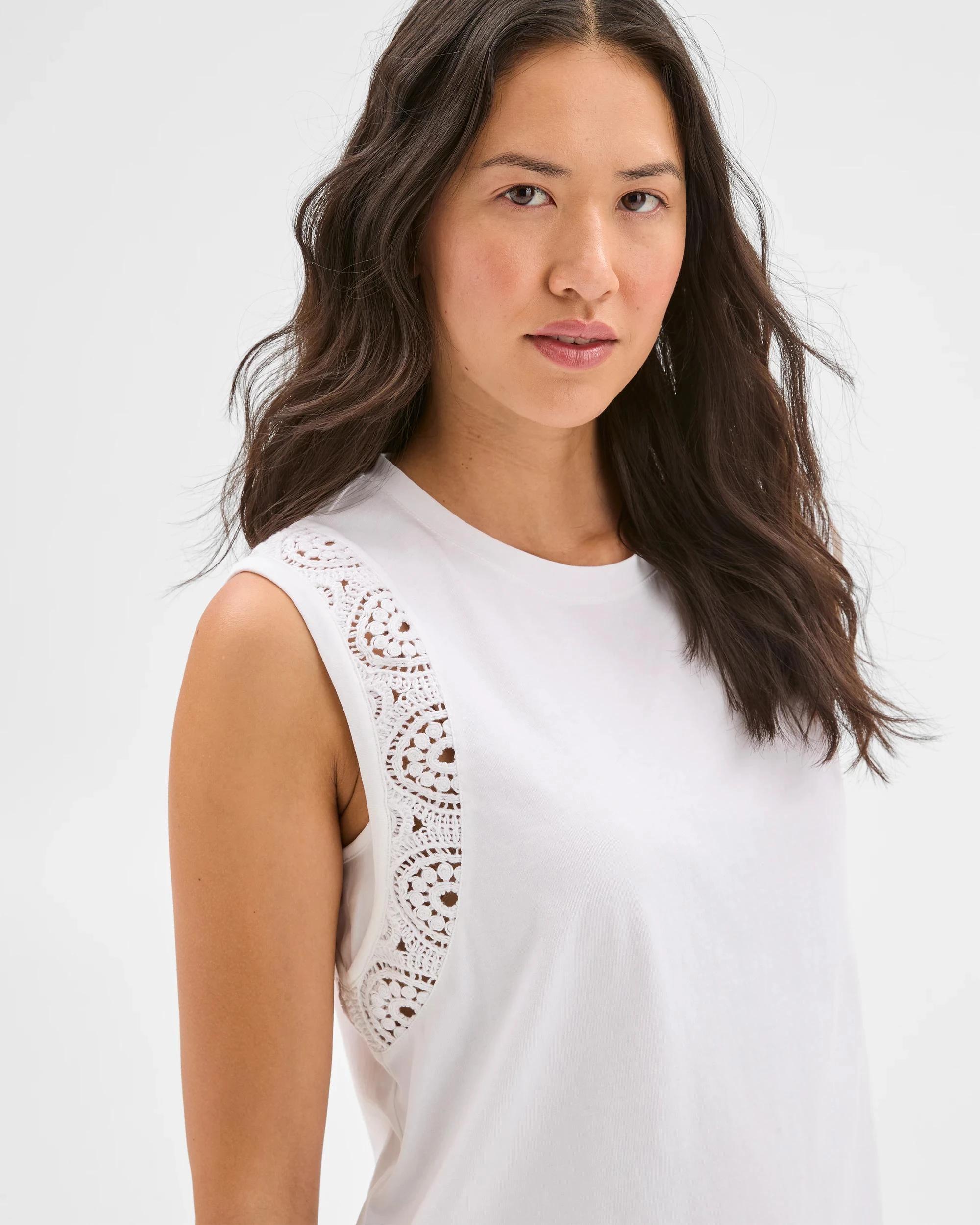 4 Target Australian Cotton Sleeveless Crochet Tank Top WHITE, 4 of 5