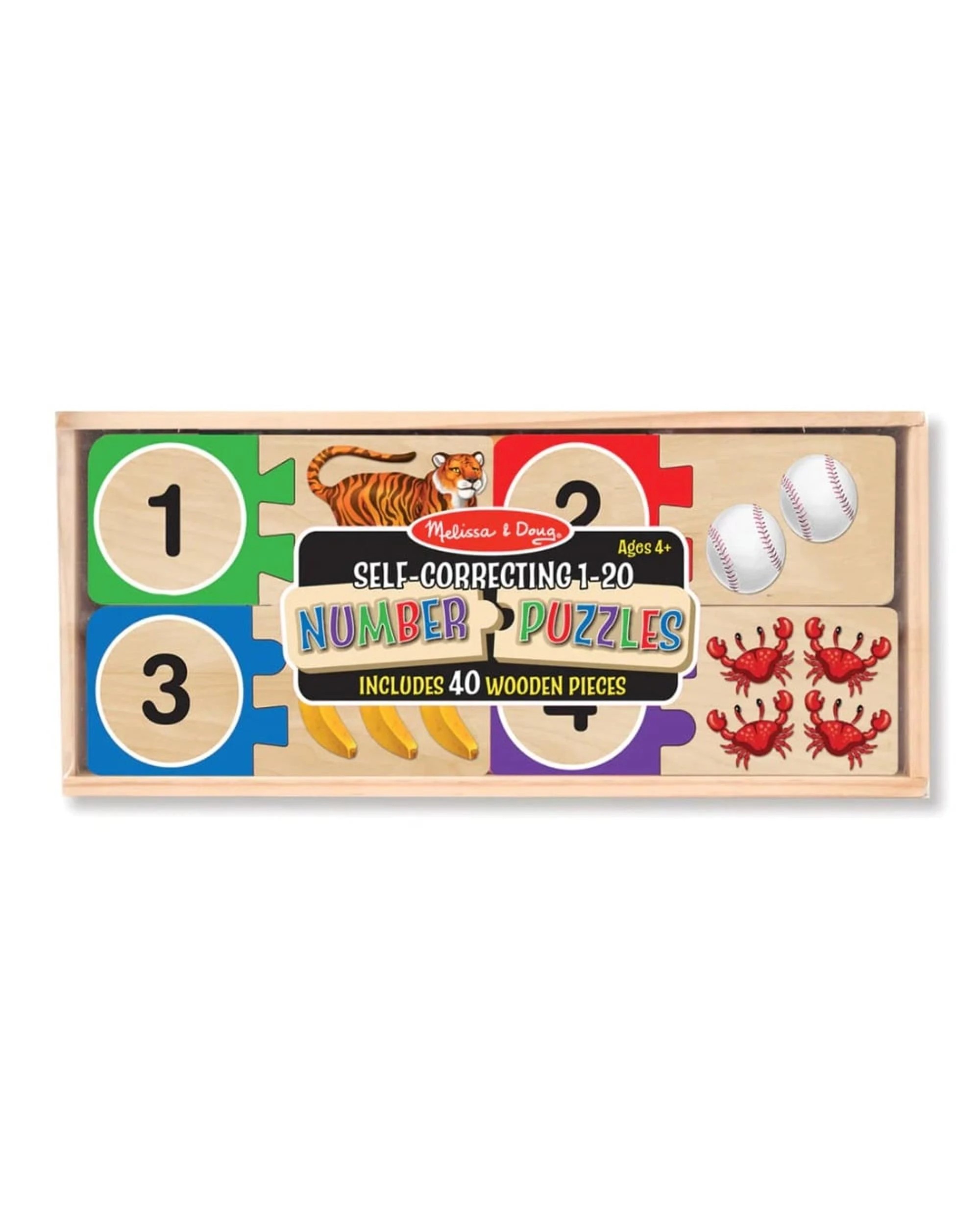 1 Melissa and Doug Self-Correcting Wooden Number Puzzles, 1 of 4