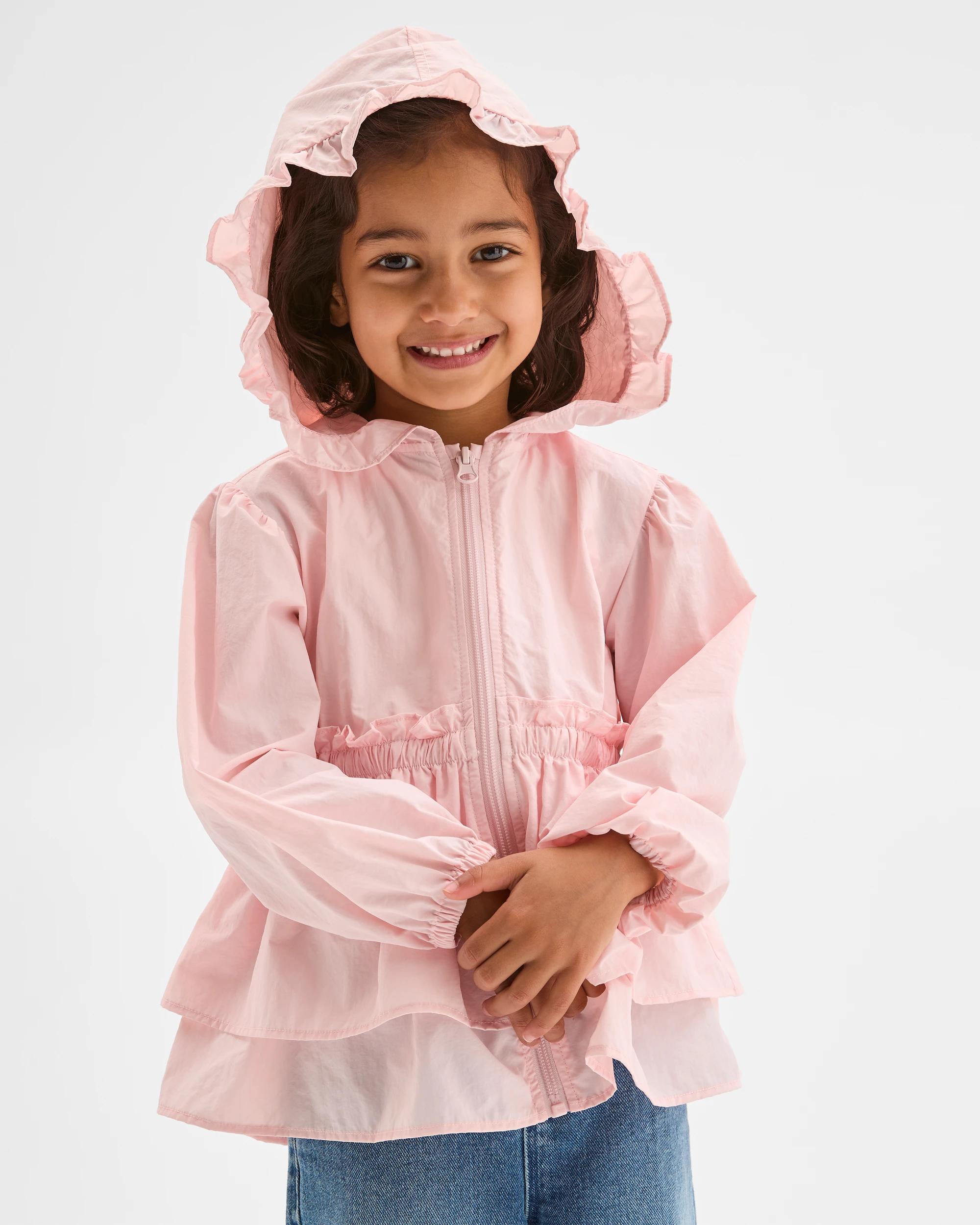 3 Target Kids Water Repellent Long Sleeve Frill Jacket PINK SOLID, 3 of 7