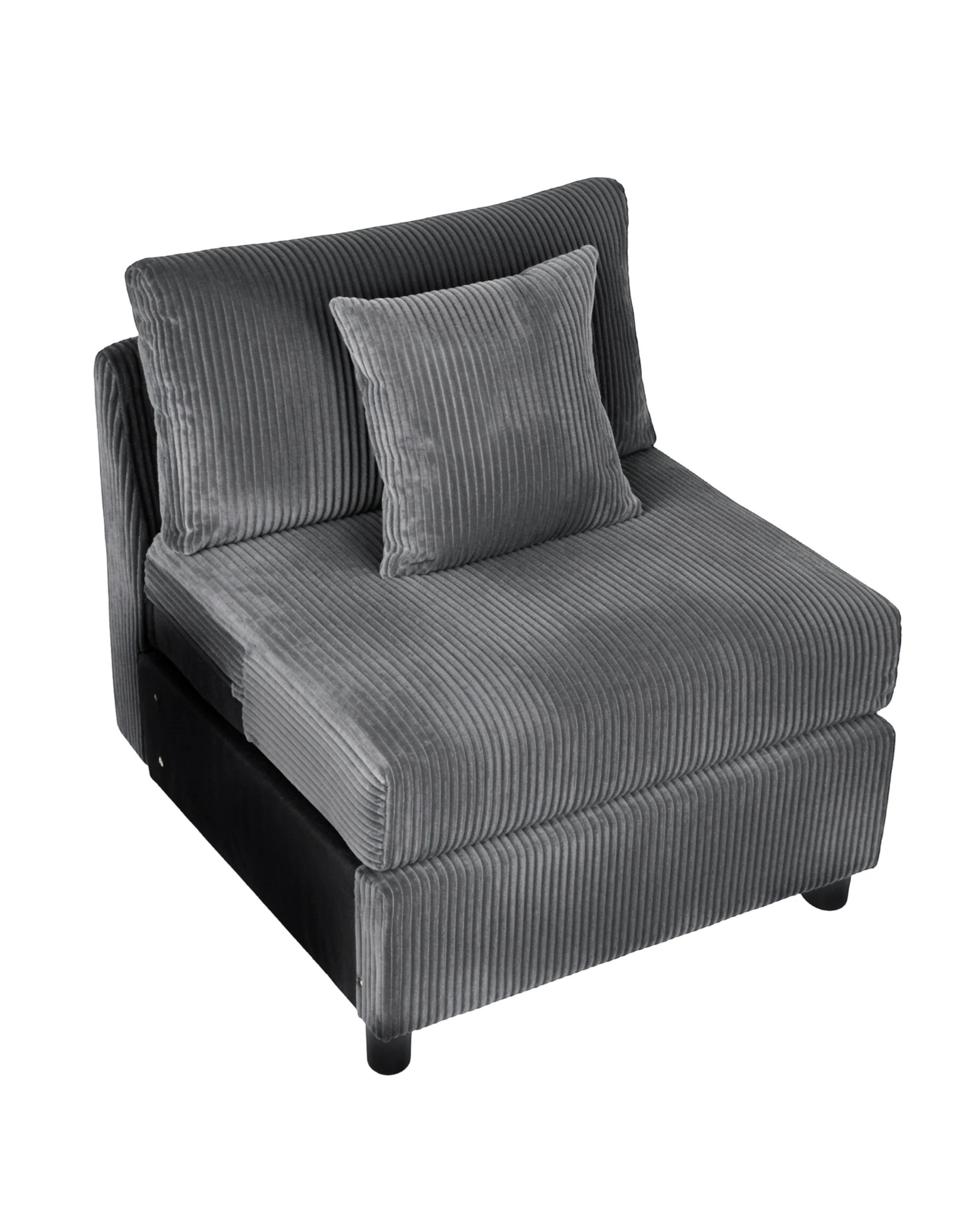 5 Advwin Armless Sofa Corduroy Modular Lazy Sofa Modern Lounge Chair Couch with Cushion, 5 of 8