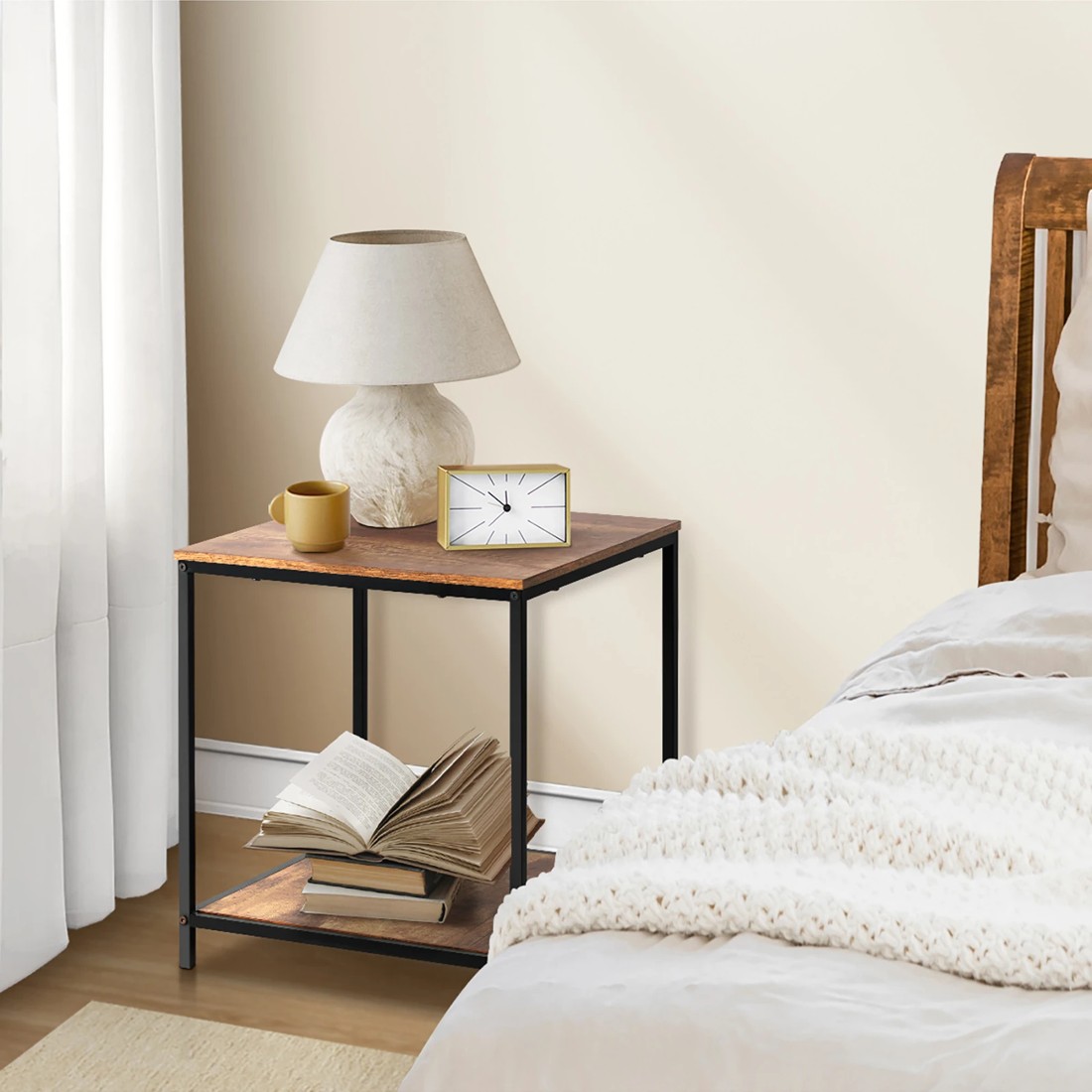 3 Oikiture Side End Table Coffee Table Bedside Shelf 2-tier
 - Multi, 3 of 8