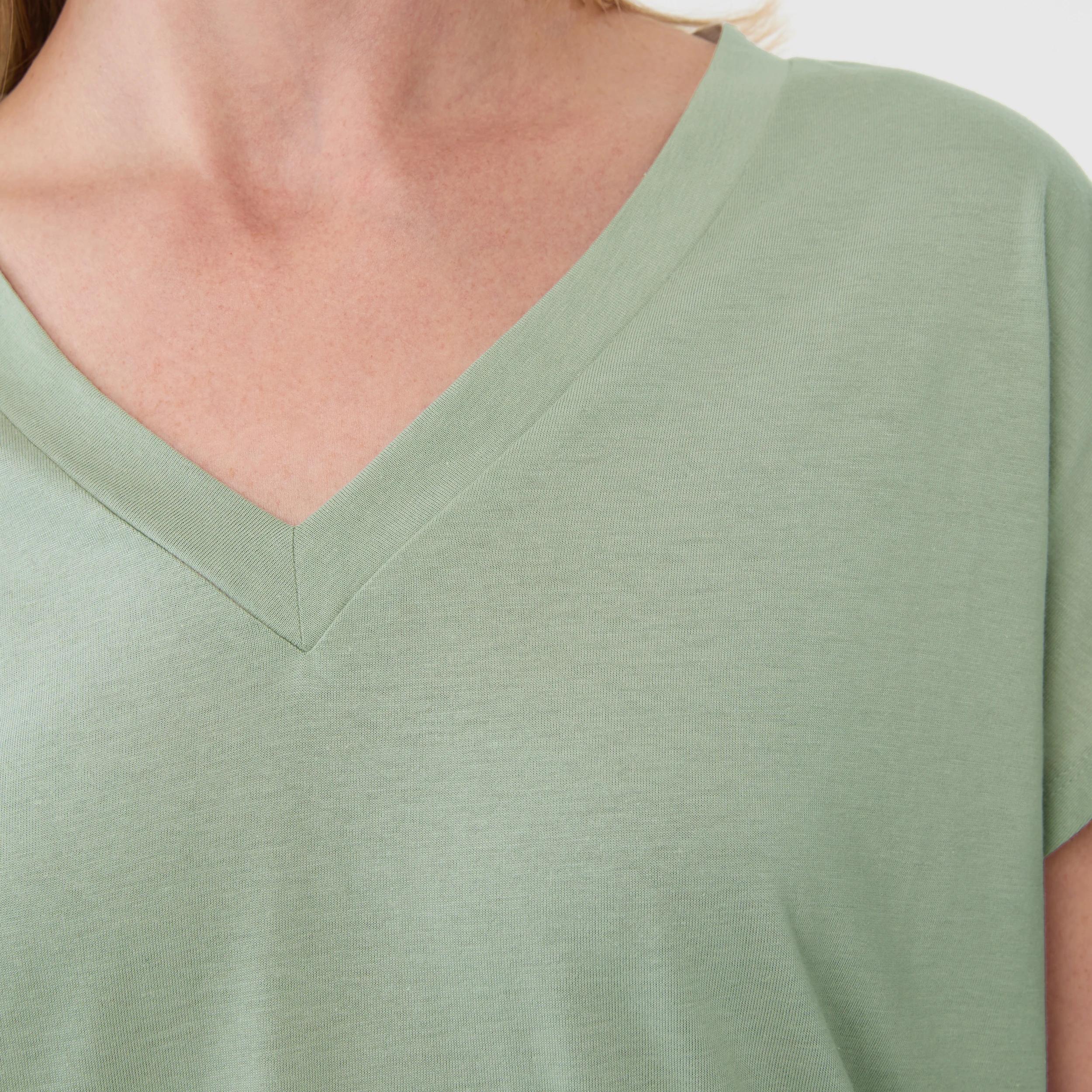 5 Short Extended Sleeve V-Neck T-shirt MINERAL GRAY, 5 of 5