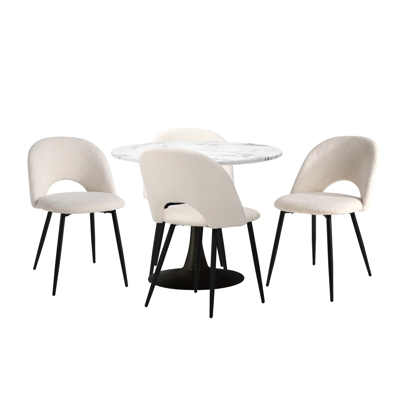 10 Oikiture 90cm Round Dining Table With 4pcs Dining Chairs Sherpa
 - Multi, 10 of 10