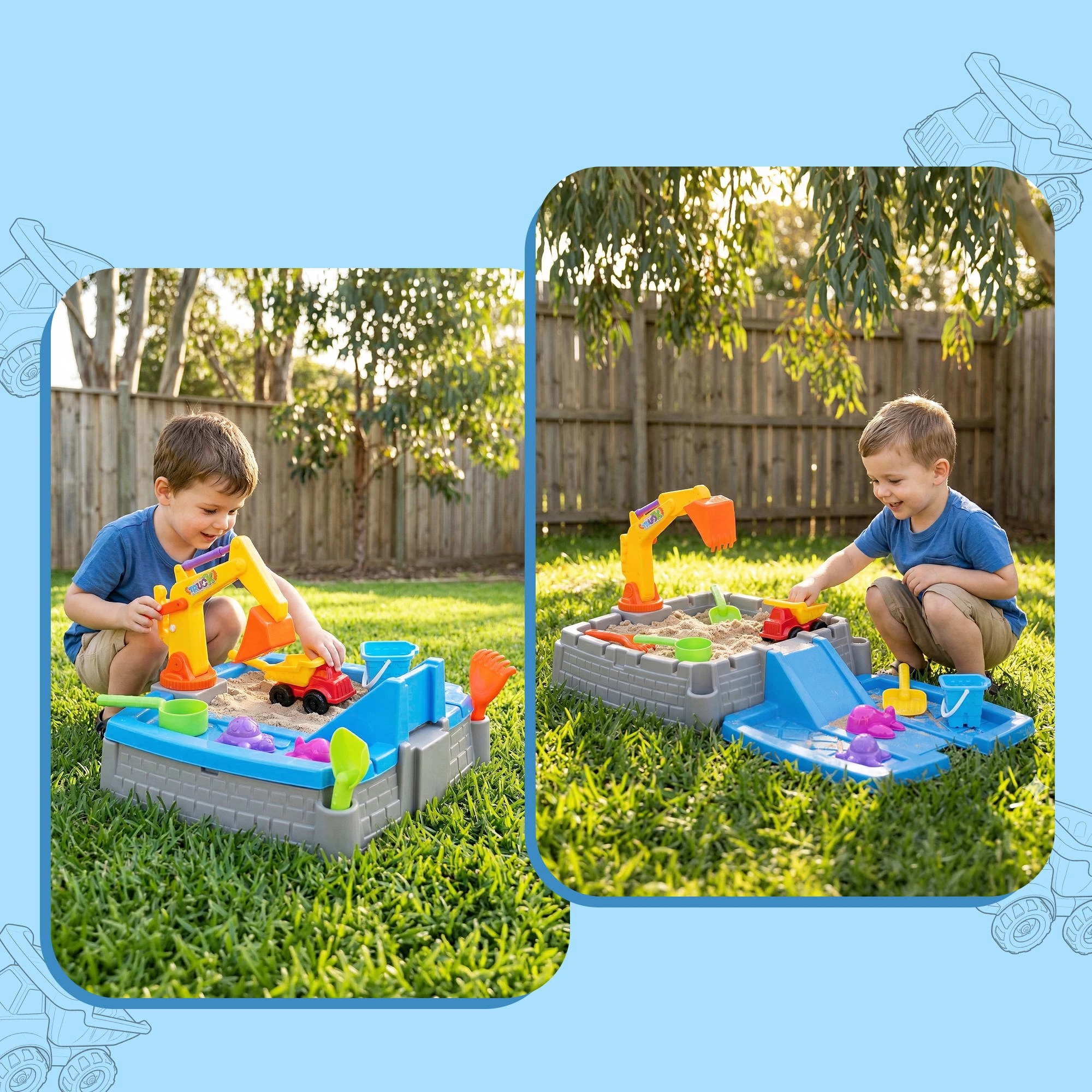 4 Keezi 2-in-1 Kids Construction Sandpit & Water Table - Multi, 4 of 7