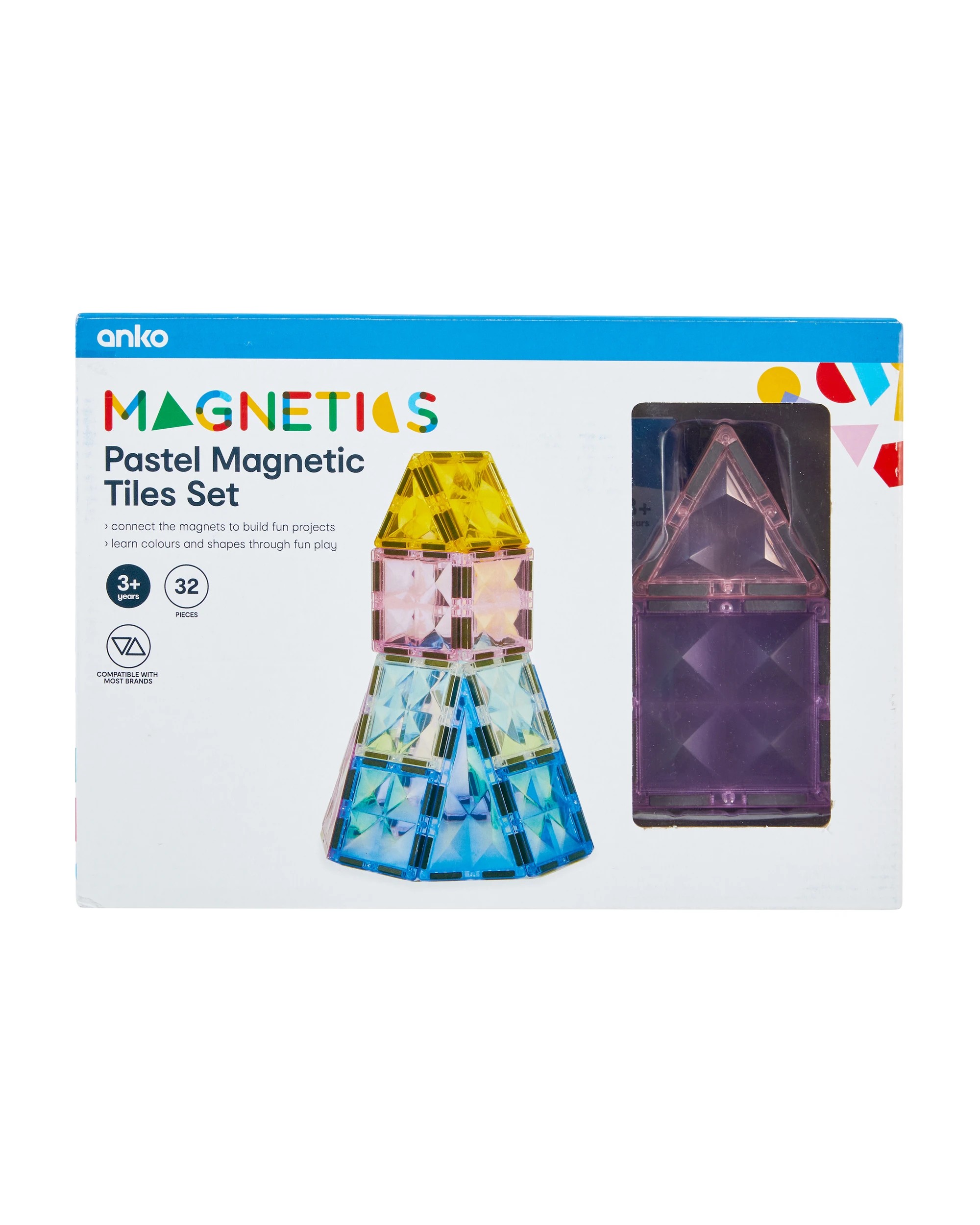 6 32 Piece Pastel Magnetic Tiles Set, 6 of 7