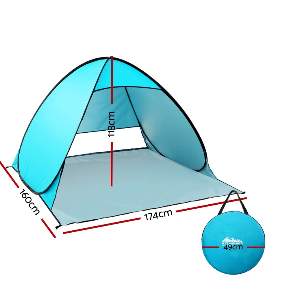 2 Weisshorn Pop Up Beach Tent Camping Hiking Sun Shade Shelter Fishing 3 - Blue, 2 of 6