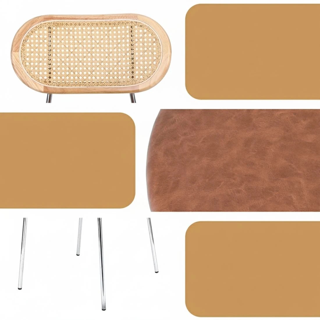 6 Artiss 2x Dining Chairs PU Leather Rattan Kitchen Lounge Cafe Accent Chair - Multi, 6 of 6