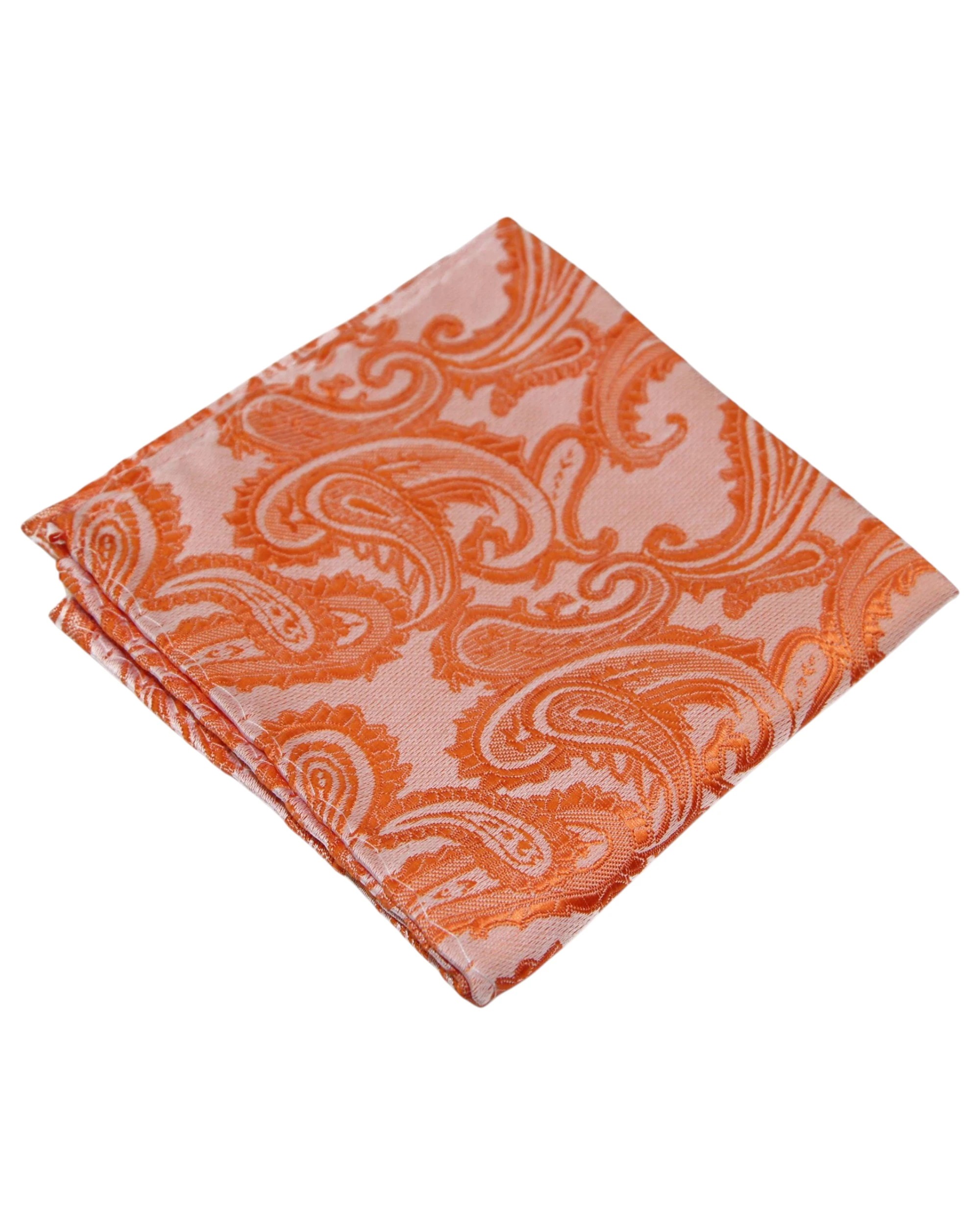 2 Zasel Mens Orange Paisley Pocket Square - Multi, 2 of 3