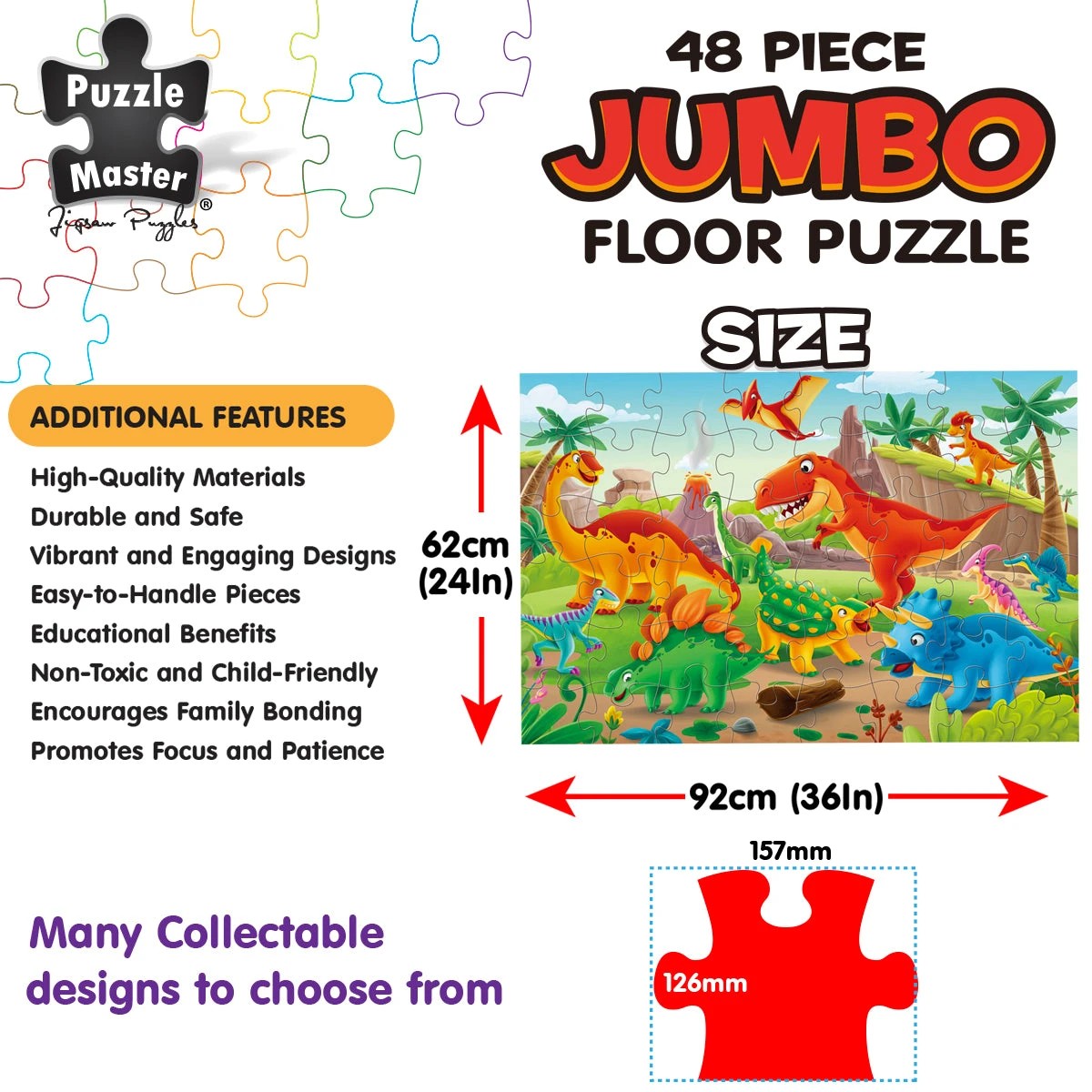 5 Puzzle Master 48 Piece Jumbo Puzzle Dinosaur World, 5 of 5