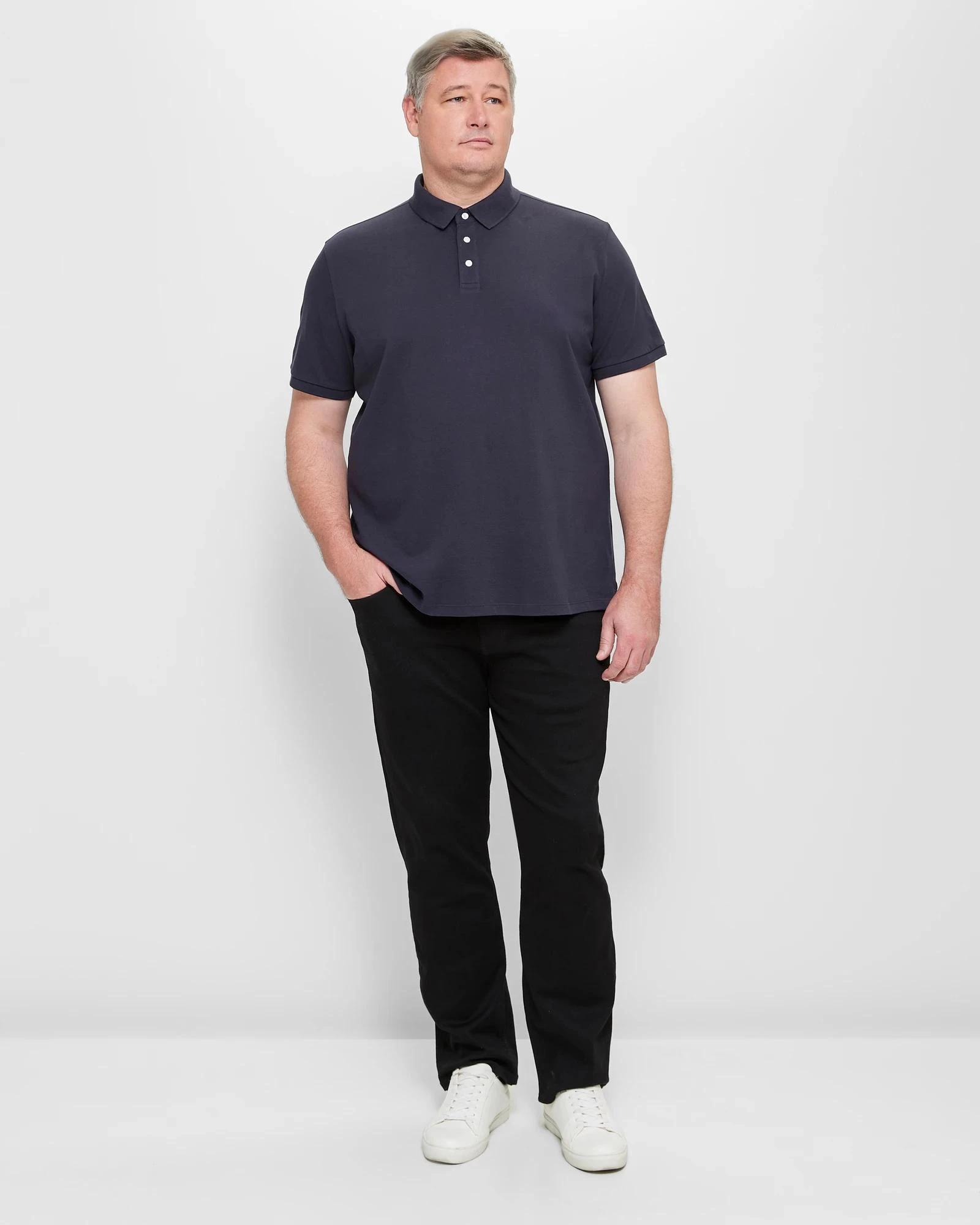 2 Target Man Plus Plus Size Pique Polo Top NAVY BLUE, 2 of 5