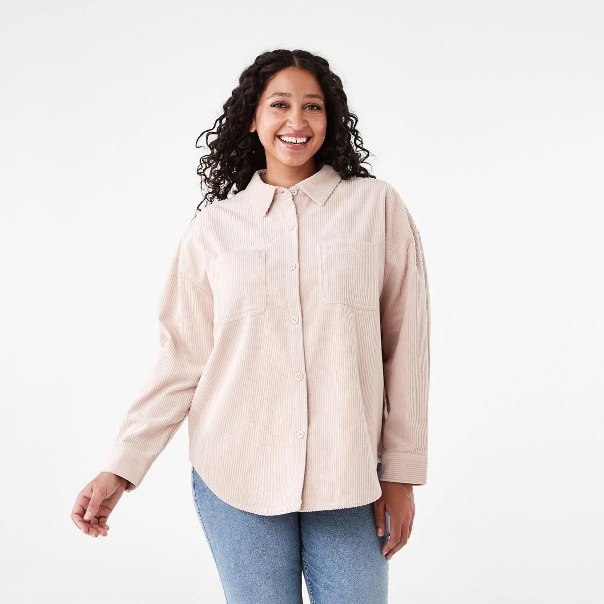 2 Long Sleeve Corduroy Shirt Rose Pink, 2 of 8