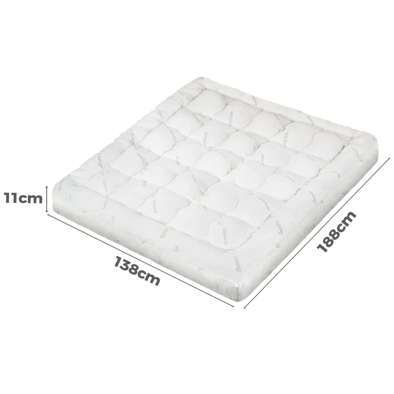 4 Starry Eucalypt Bamboo Fibre Pillowtop Mattress Topper Underlay Pad 11cm - Double Size - Double Bed, 4 of 6