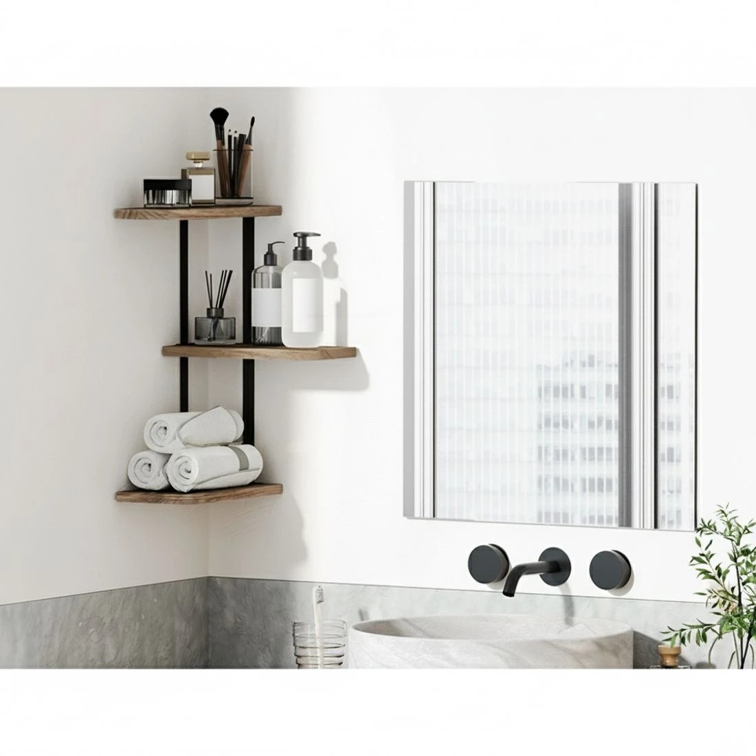 3 Artiss Floating Wall Shelf 3-Tier - Brown, 3 of 5