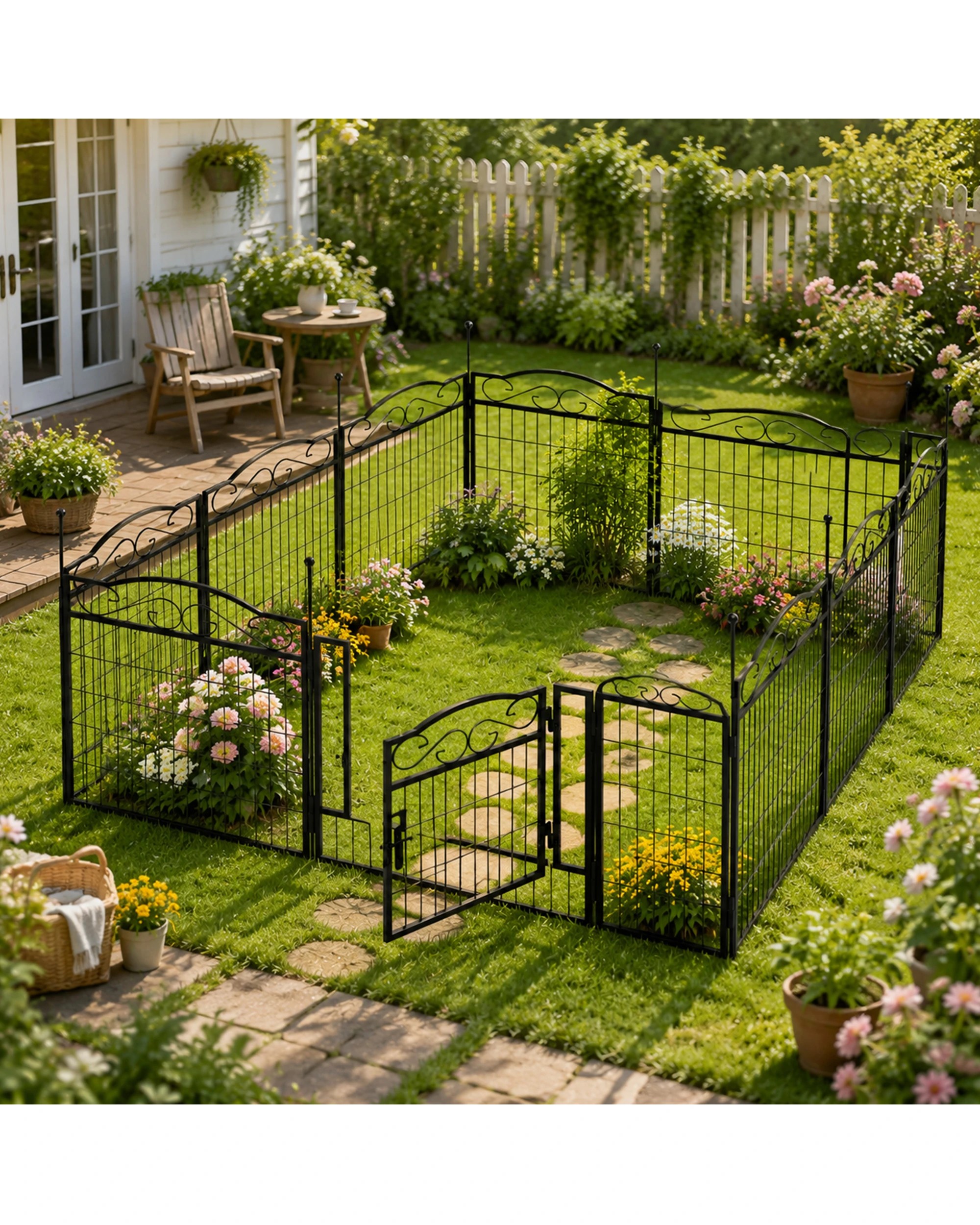 2 Advwin Garden Fence 61x80cm 8 Panel Pet Playpen Enclosure No Dig Fence Animal Barrier, 2 of 9