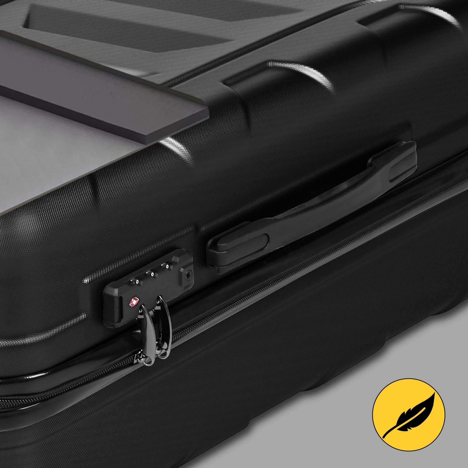 3 Alfordson Luggage 3PCS Set Suitcase Trolley TSA Carry on Hard Case - Black, 3 of 10