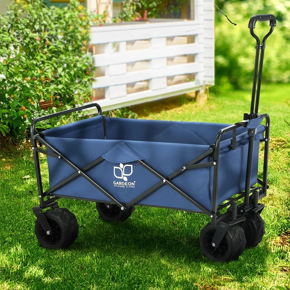 8 Gardeon Garden Cart Folding 120kg Trolley Camping Wagon Barrow Outdoor Beach - Blue, 8 of 8