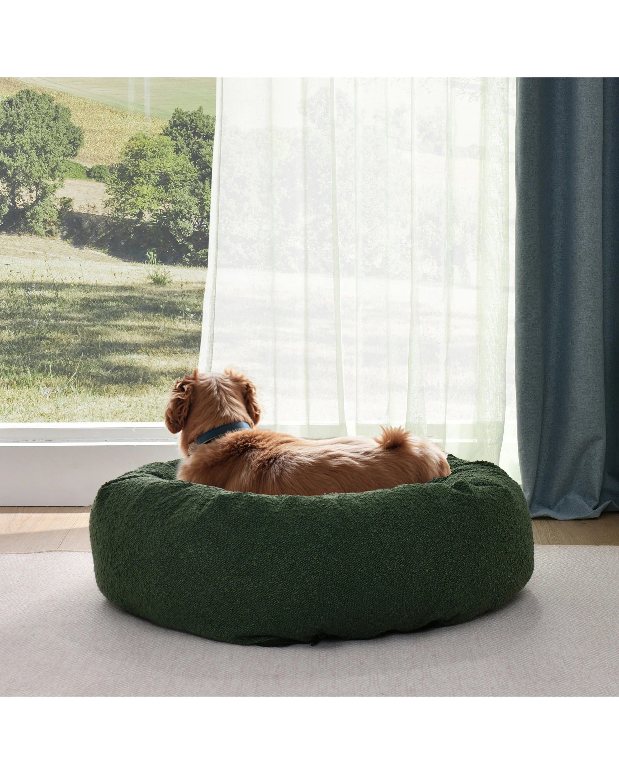 9 Charlie's Miri Round Calming Boucle Dog Bed 90cm Large - Green, 9 of 9