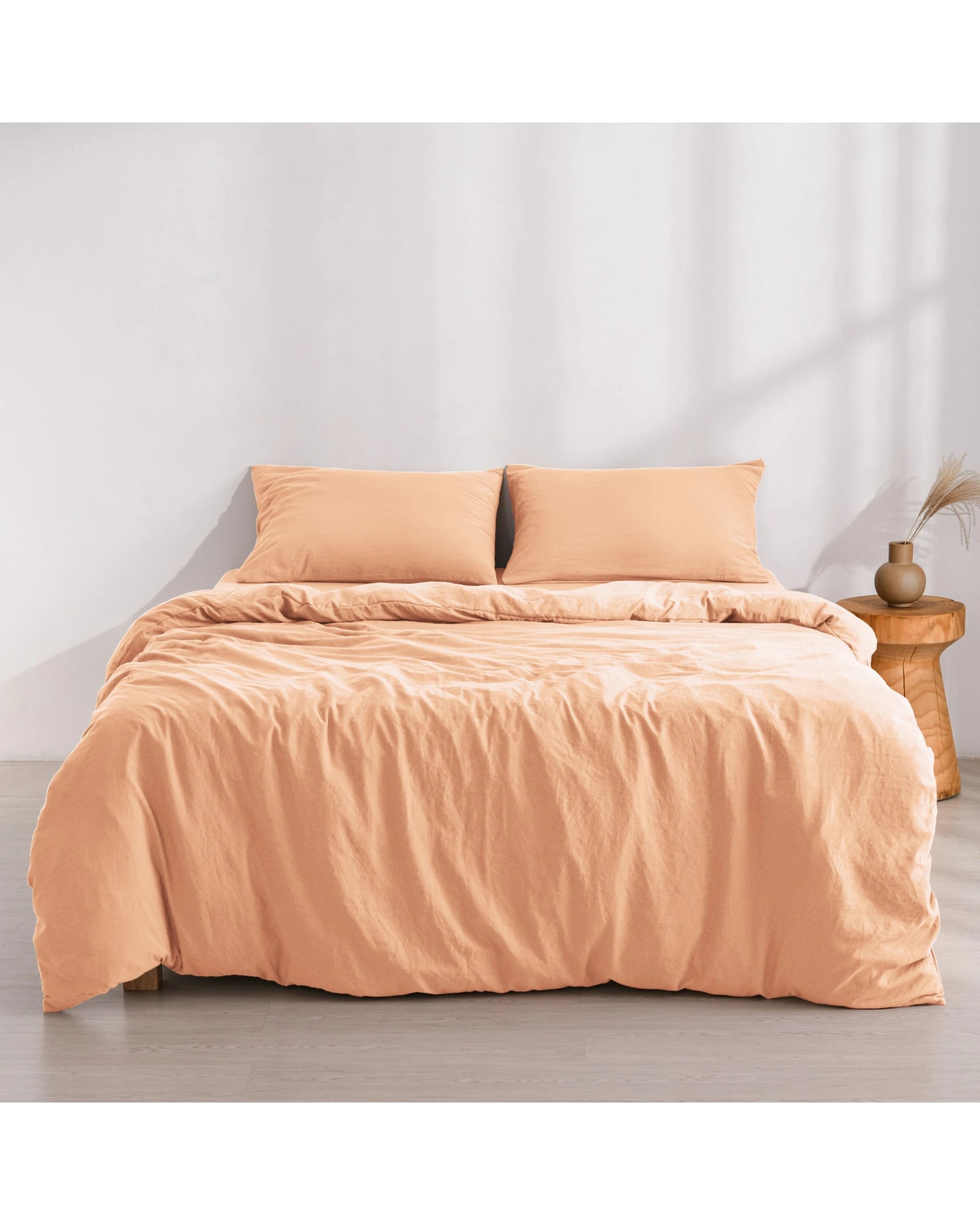 1 Dreamaker Superfine Washed Microfibre Quilt Cover Set - Double Bed - Peach, 1 of 7