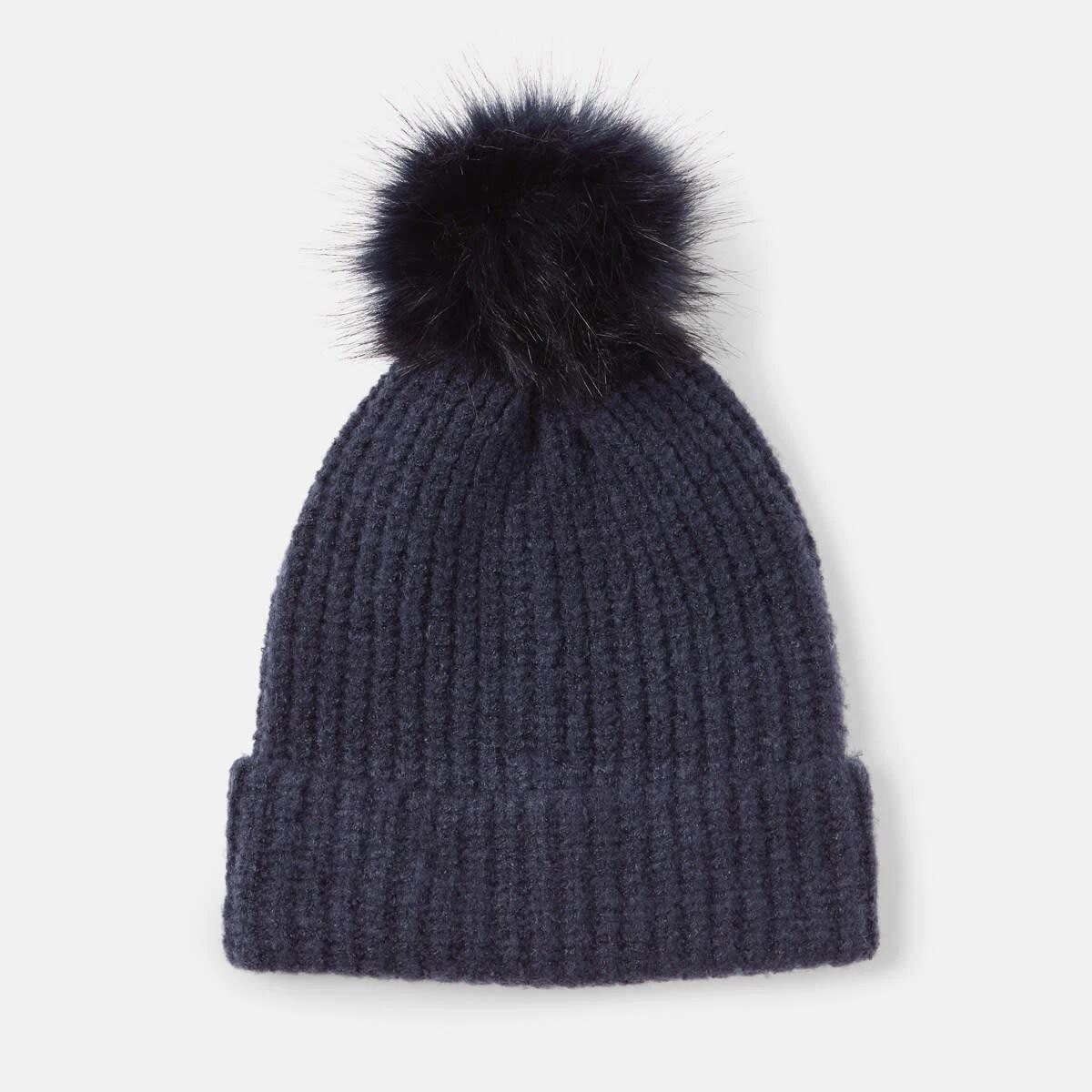 1 Rib Pom Pom Beanie Fluid Navy, 1 of 5