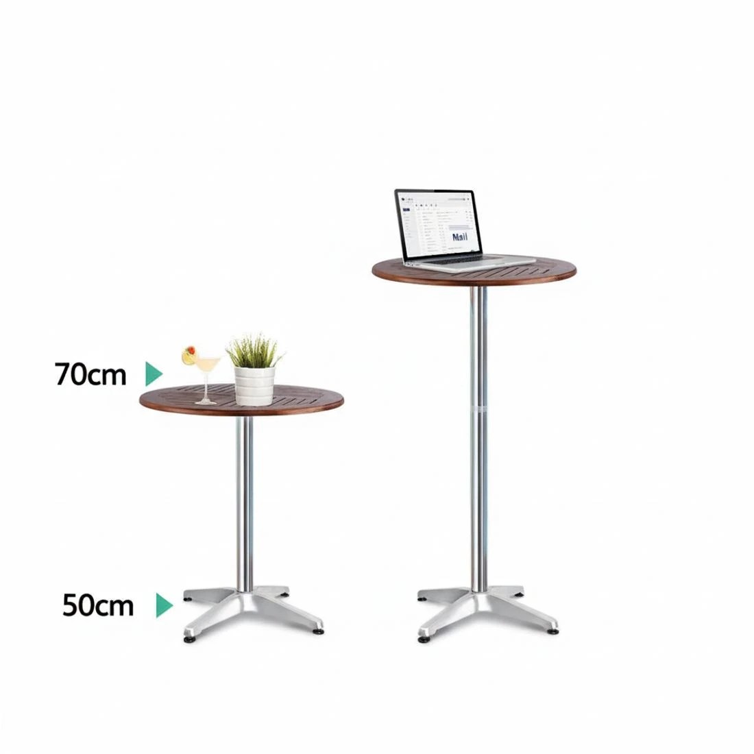 4 Gardeon 3-Piece Outdoor Bar Set Bistro Table Stools Adjustable Wooden Cafe - Multi, 4 of 6