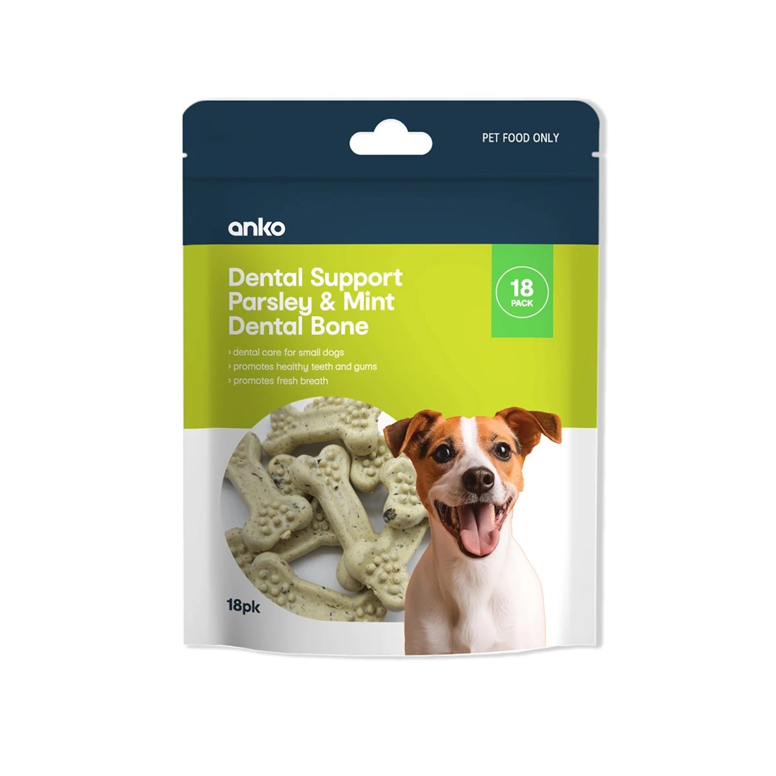 1 18 Pack Pet Treat Dental Bones Parsley and Mint, 1 of 3