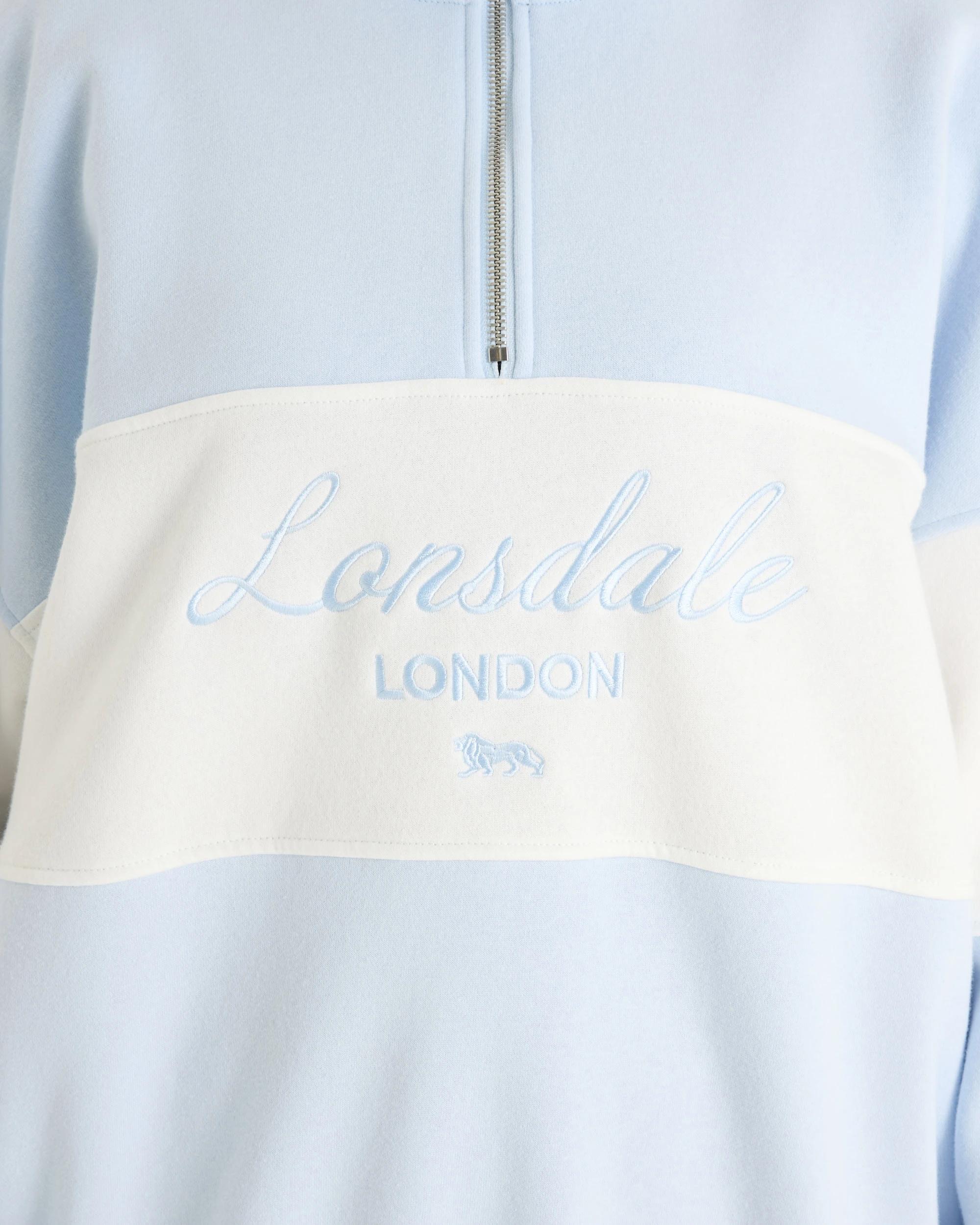 3 Lonsdale London Quarter Zip Crew Neck Jumper LIGHT BLUE, 3 of 6