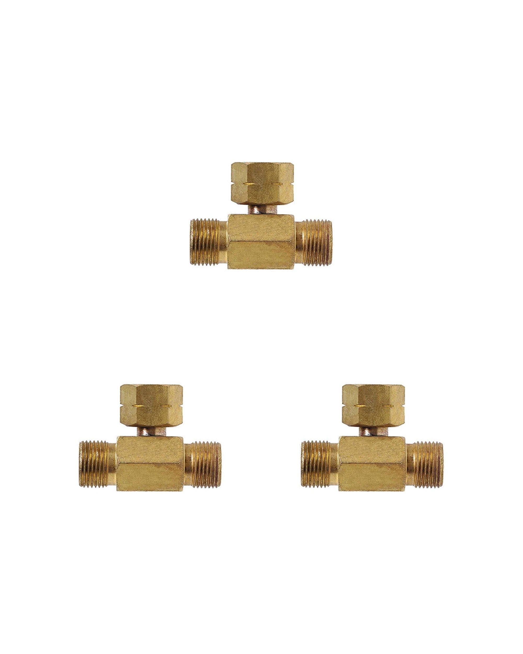 1 Companion 3 Pack Brass 3 8 Inch LH To 3 8 Inch LH Gas Adaptor Dual Outlets - Gold, 1 of 2