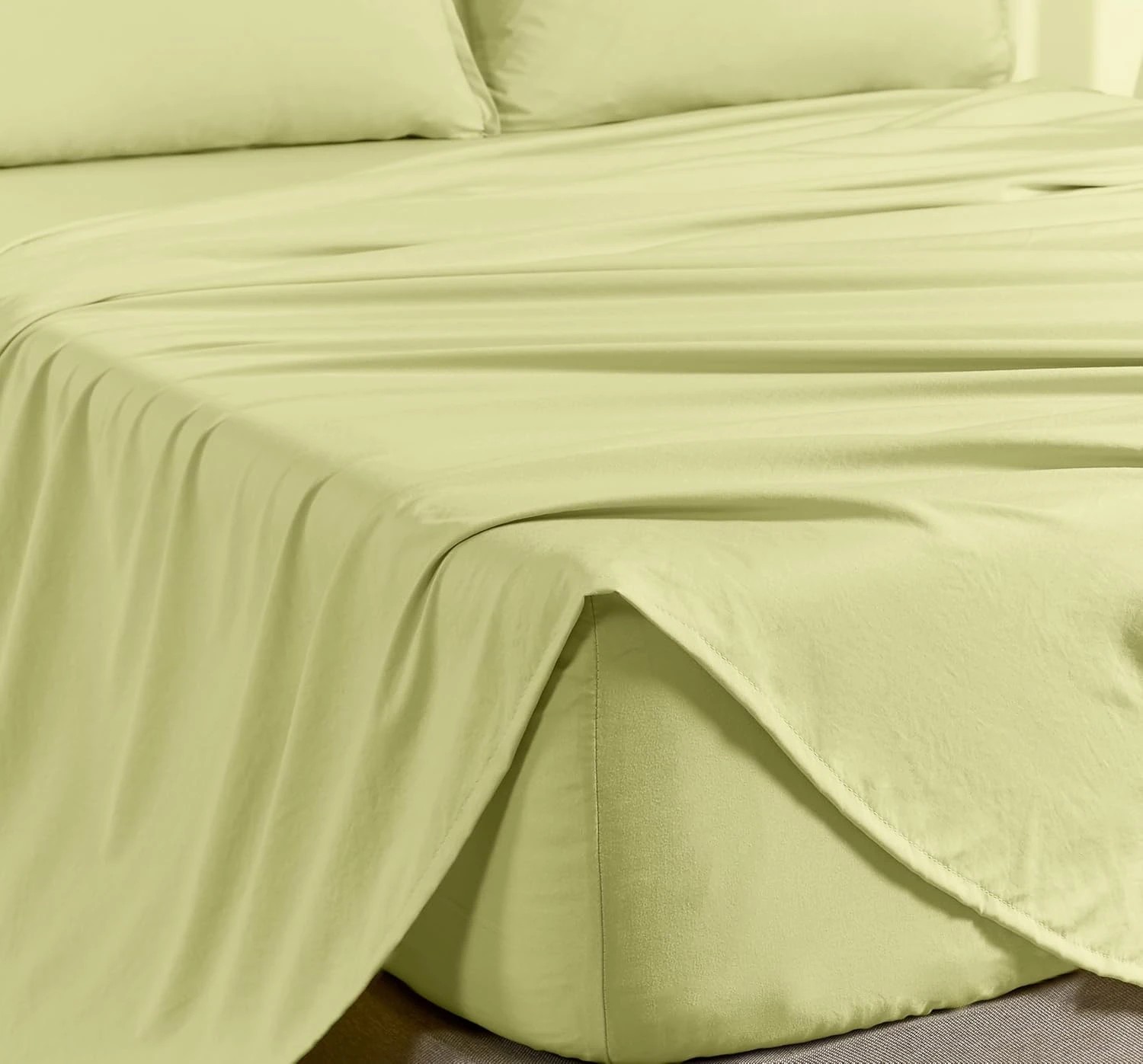 2 CleverPolly 100% Vintage Washed Microfibre Sheet Set - Lemon - Queen Bed, 2 of 6