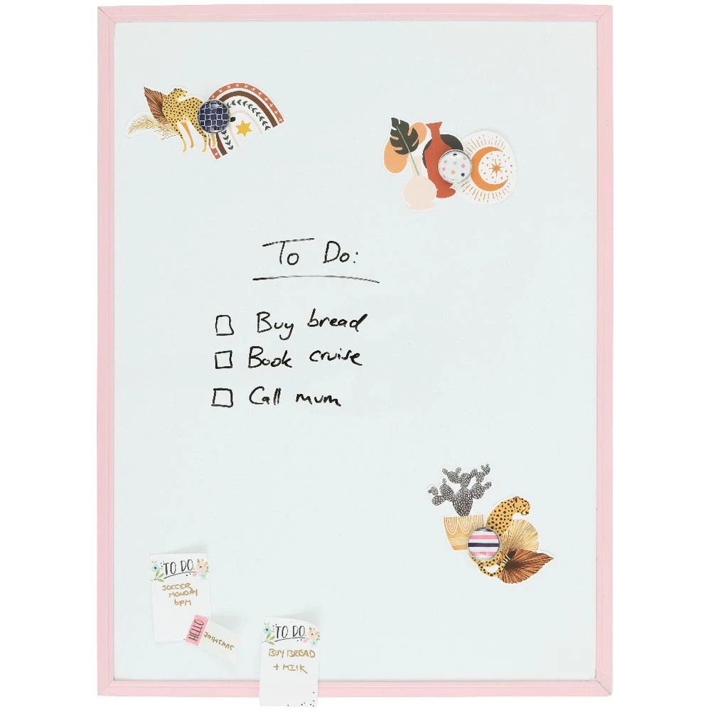 7 J.Burrows Magnetic Whiteboard 430 x 580mm Pink Frame, 7 of 7