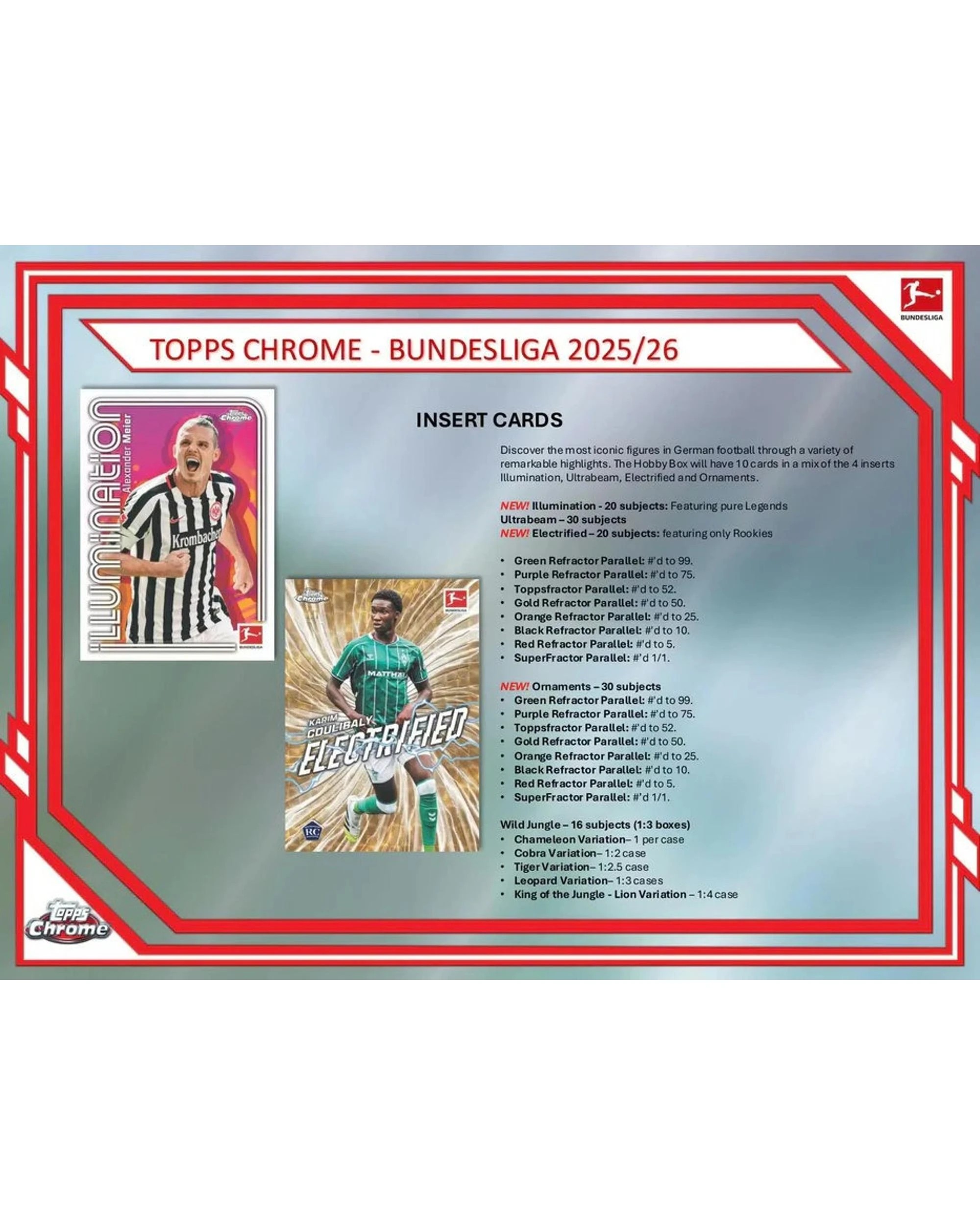 4 Topps 2025/2026 Chrome Bundesliga Soccer Hobby Pack, 4 of 8