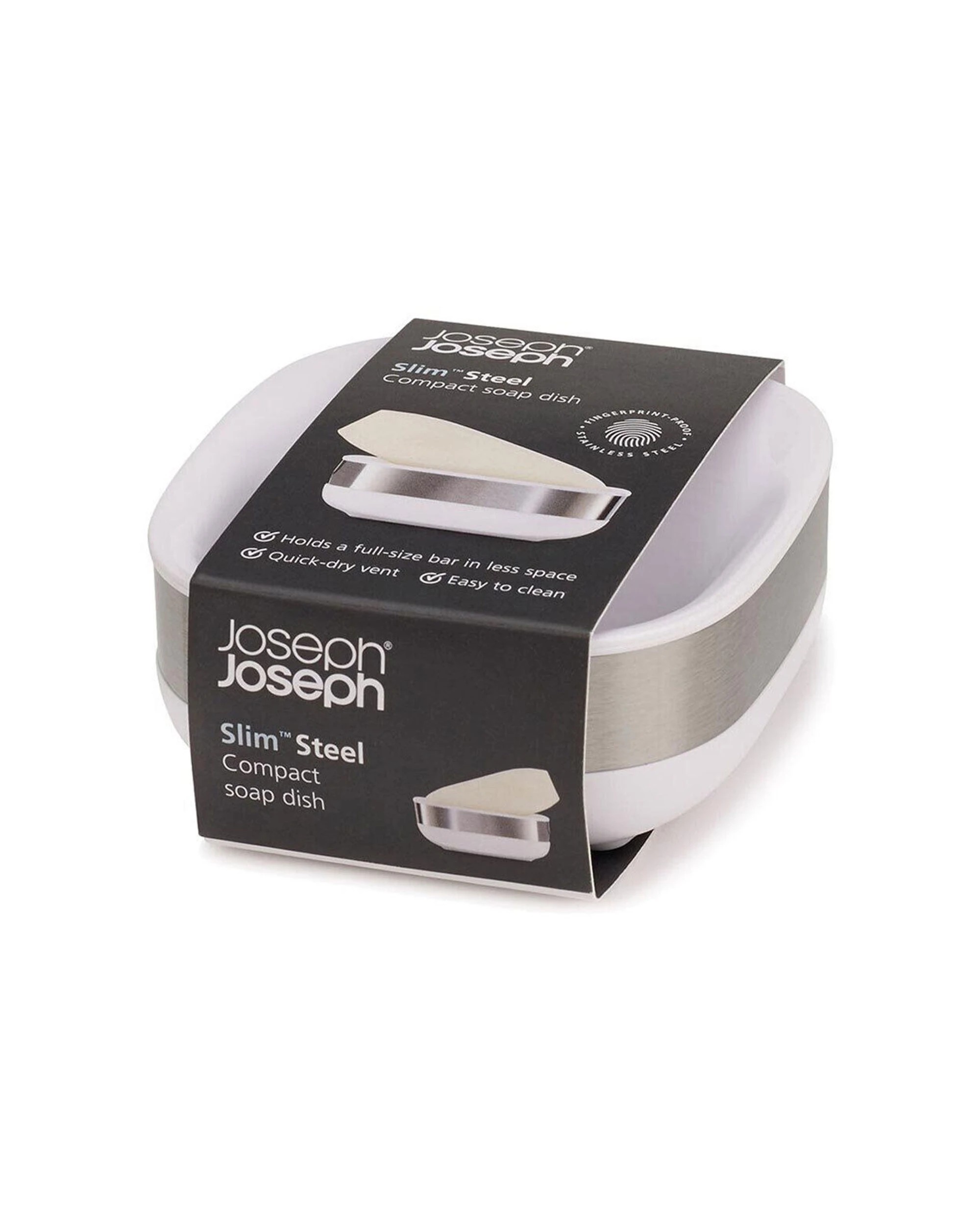 4 Joseph Joseph Slim Steel Compact Soap Dish 2 Pack Stainless-Steel Finish - White, 4 of 6