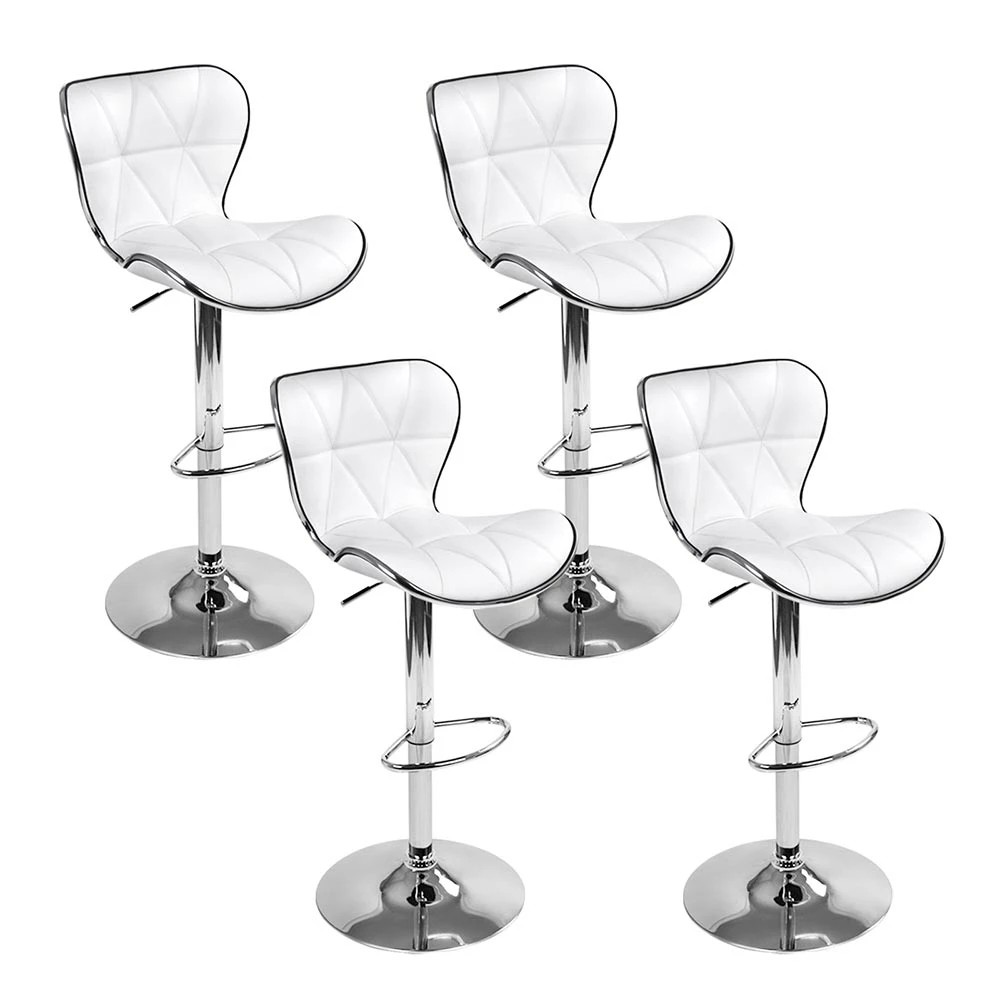 1 Artiss 4x Bar Stools Gas Lift Leather Seat - White, 1 of 6