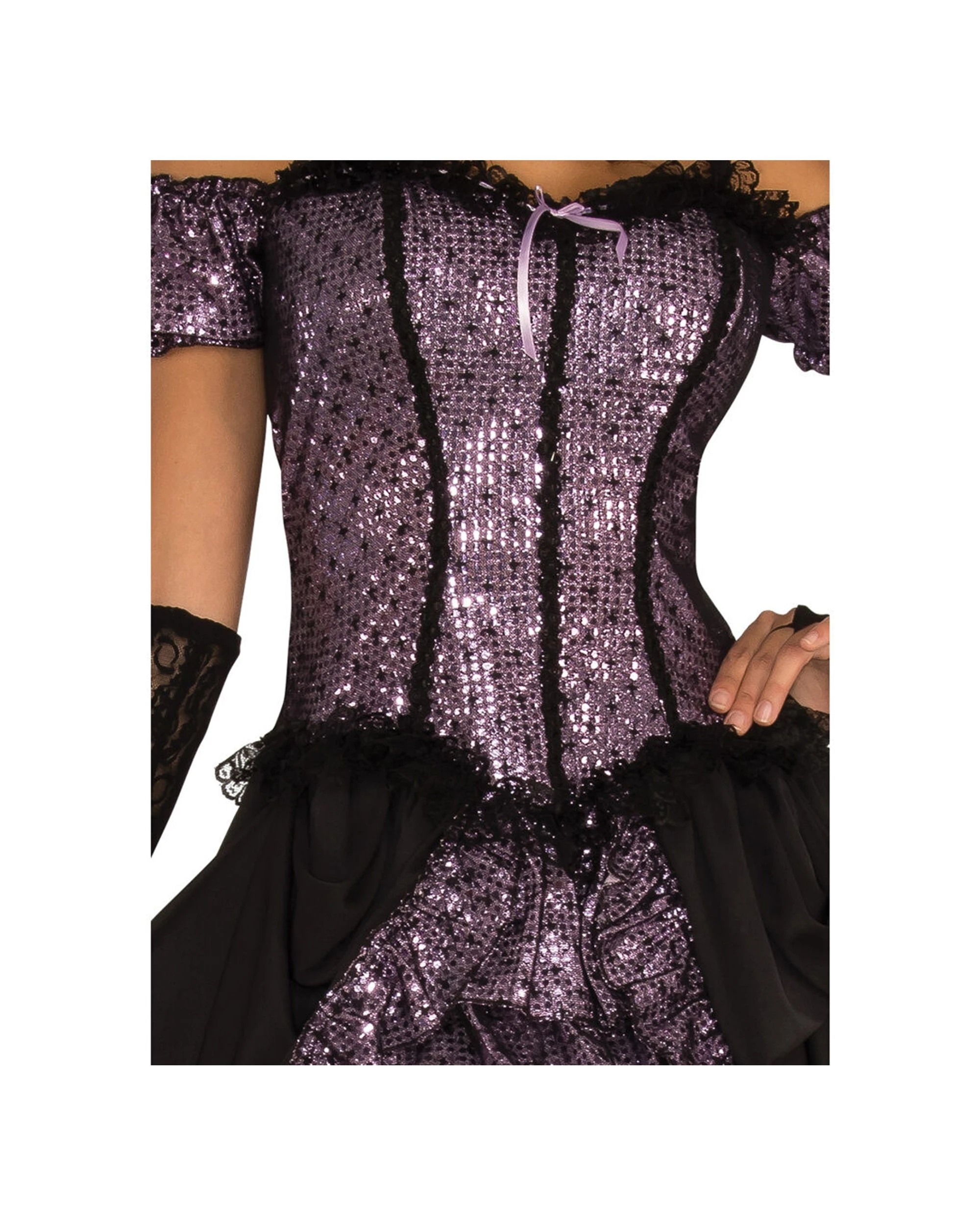 2 Rubies Dance Hall Saloon Mistress Barmaid Dress Up Costume Size Standard - Purple, 2 of 3