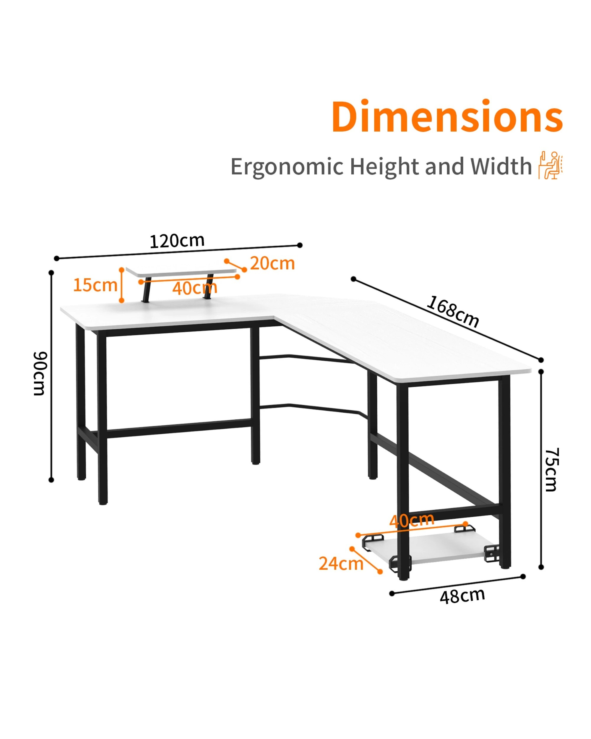 2 Advwin L Shaped Corner Desk With Laptop Stand Workstation, 2 of 8