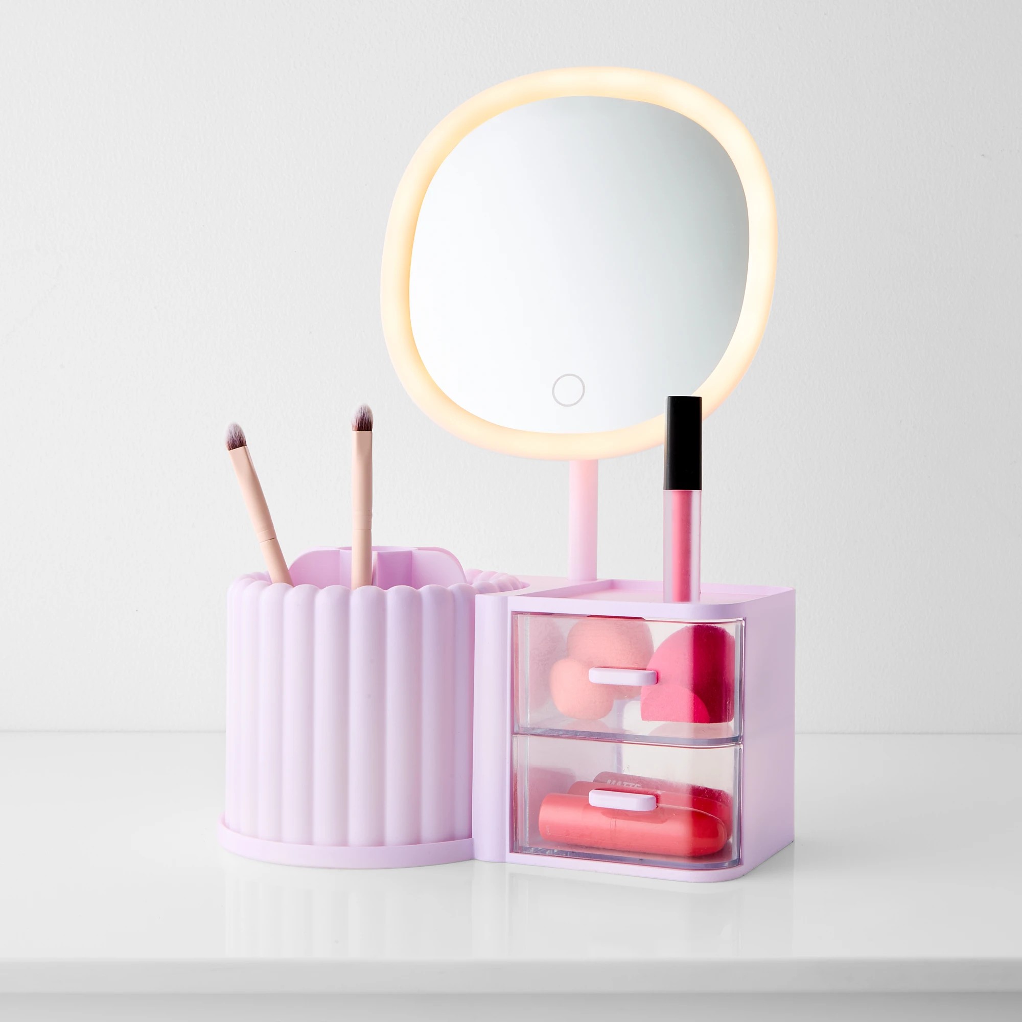 2 Cosmetic Organiser with Mirror - Lilac, 2 of 10