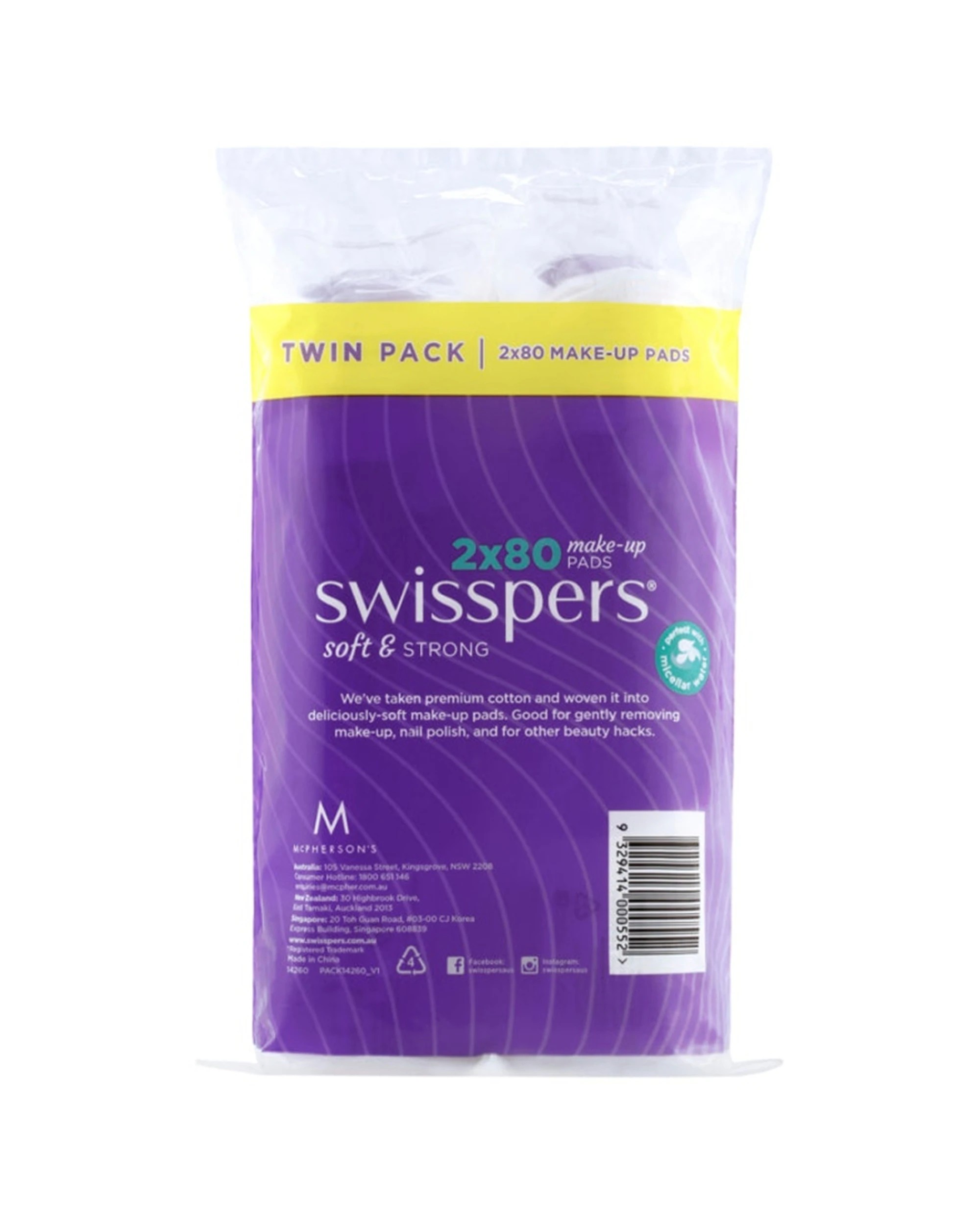 2 Swisspers Make-Up Pads - 2x80 Pack - White, 2 of 4