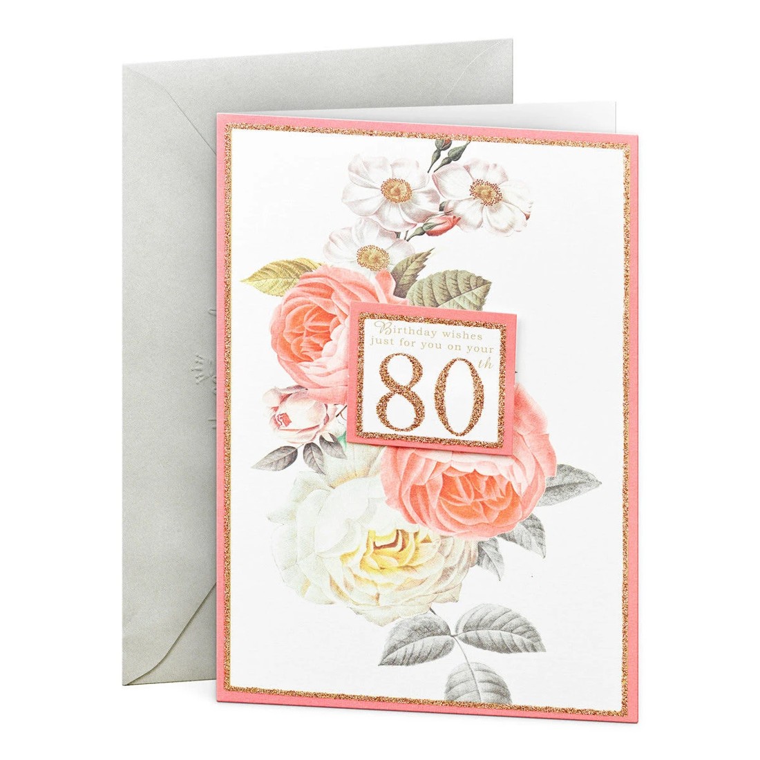 1 Hallmark Birthday Card for Age 80 - Floral, 1 of 3