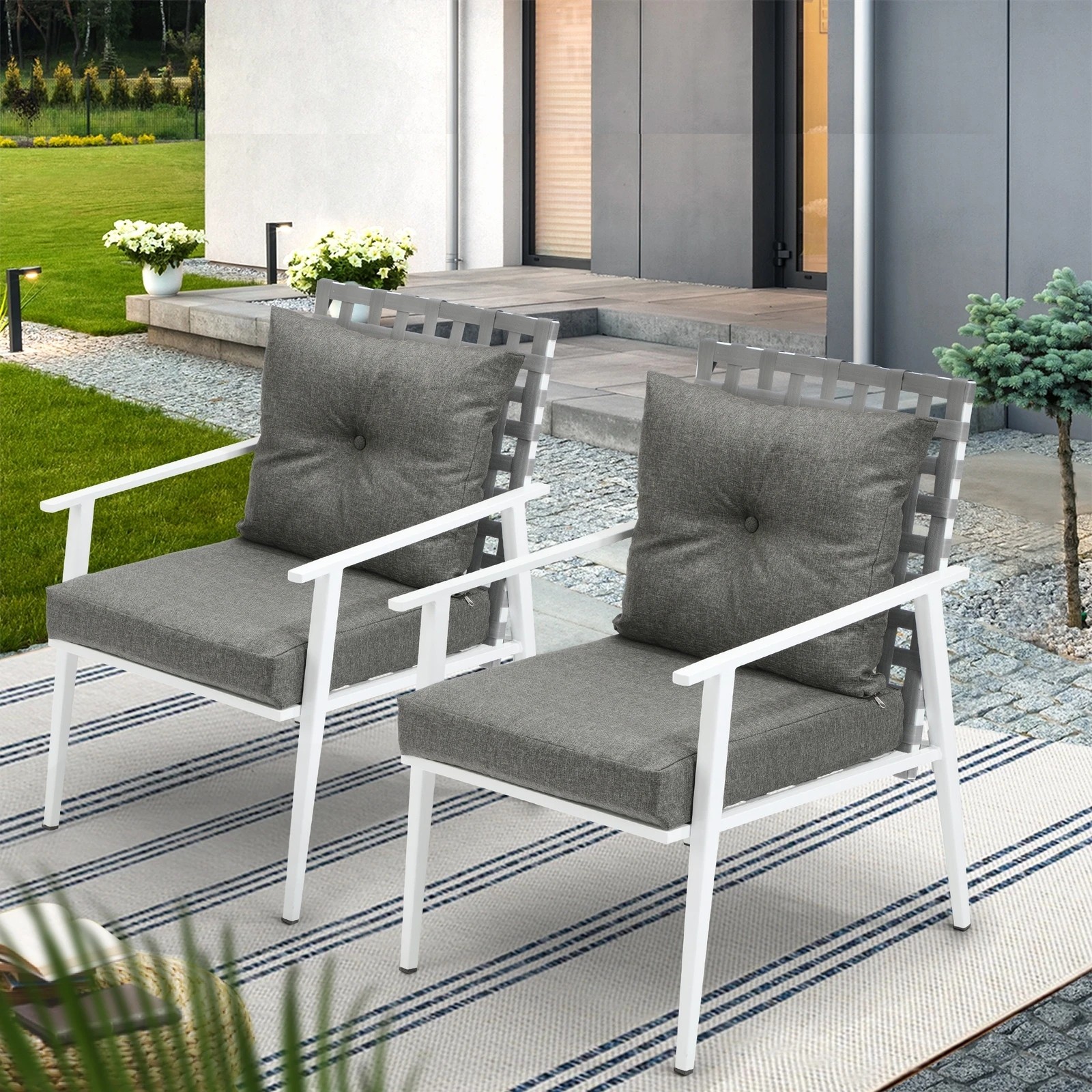 4 Livsip Outdoor Rattan Chairs Setting Garden Patio Lounge Armchair 2PCS - Multi, 4 of 9