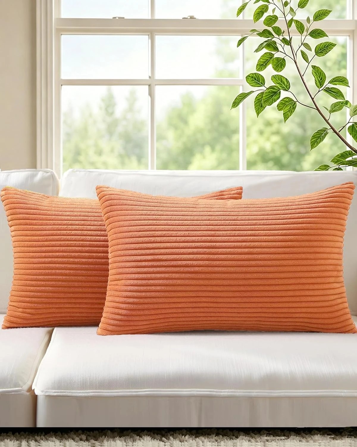 1 Gioia Casa 2-Pack Corduroy Velvet Cushion Covers 30x50cm - Terracotta, 1 of 2