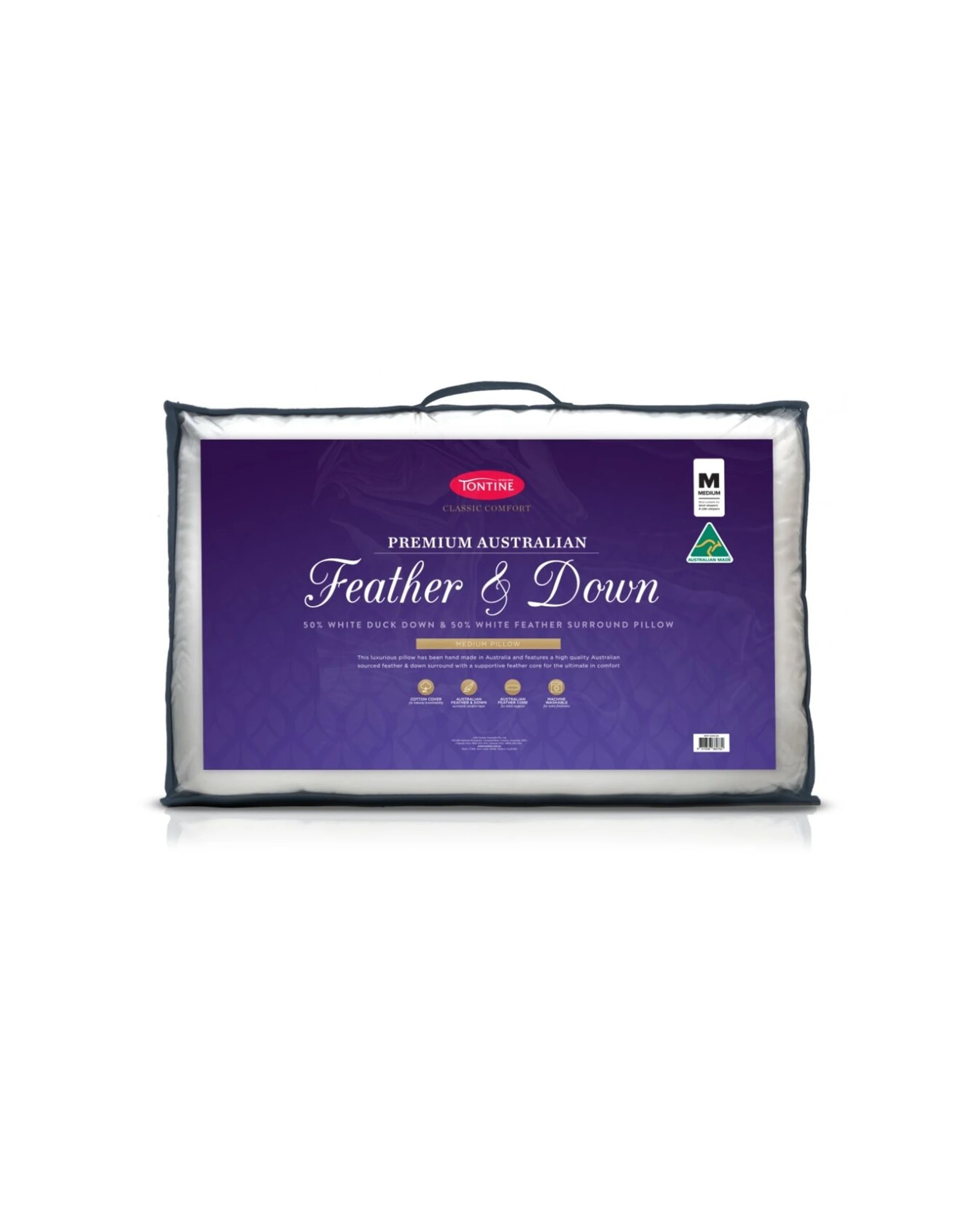 1 Tontine 50/50 Australian Feather And Down Surround Medium Firm Pillow Standard - White, 1 of 4