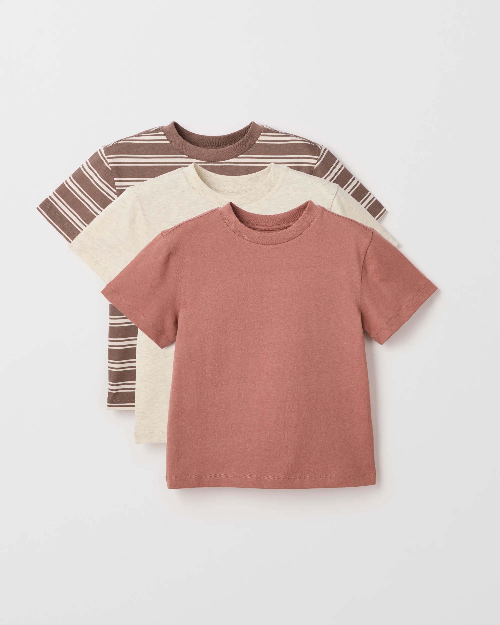 1 Target Kids Australian Cotton Blend 3 Pack T-Shirt BROWN, 1 of 5