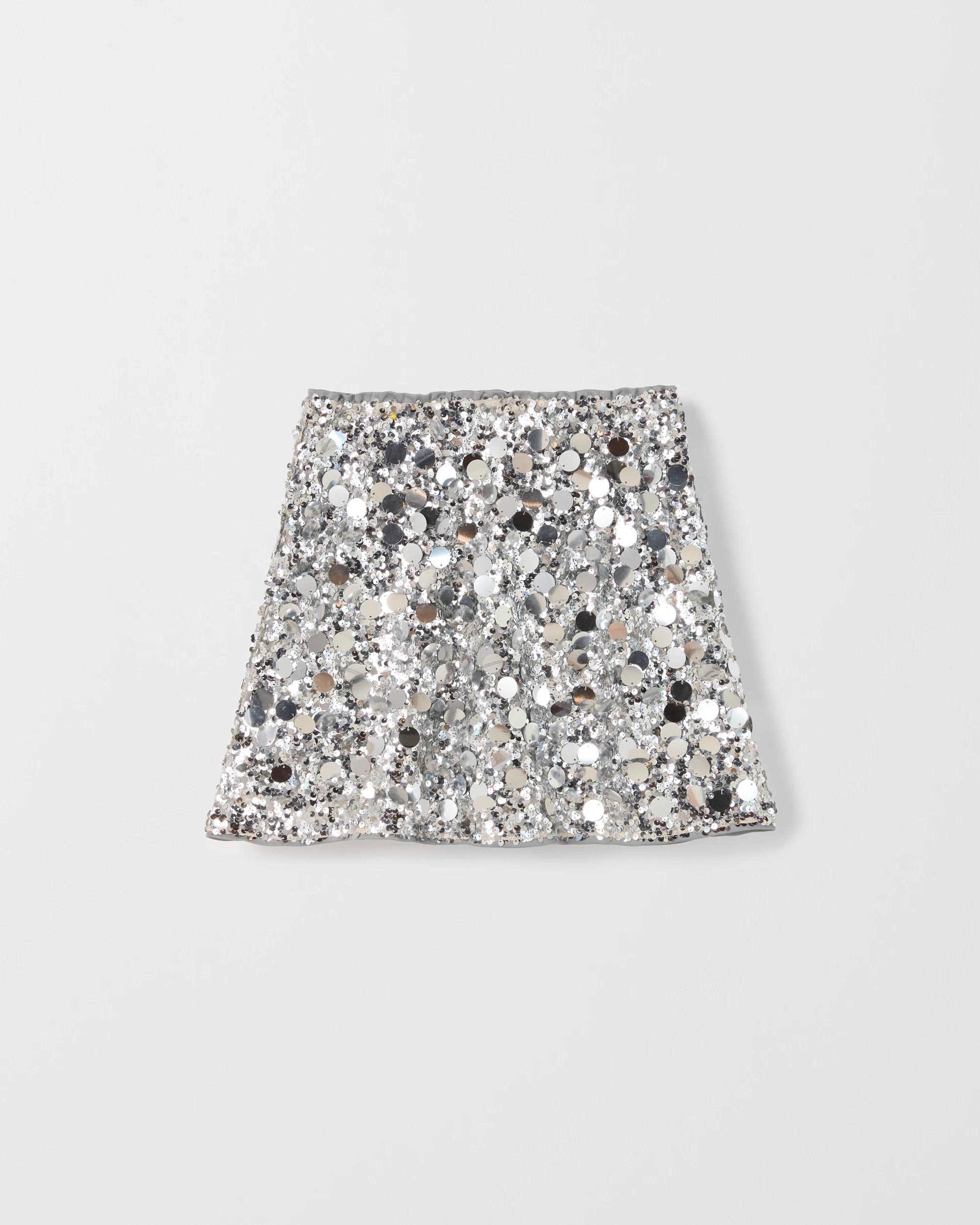 1 Target Kids Sequin Mini Length Occasion Skirt SILVER, 1 of 4
