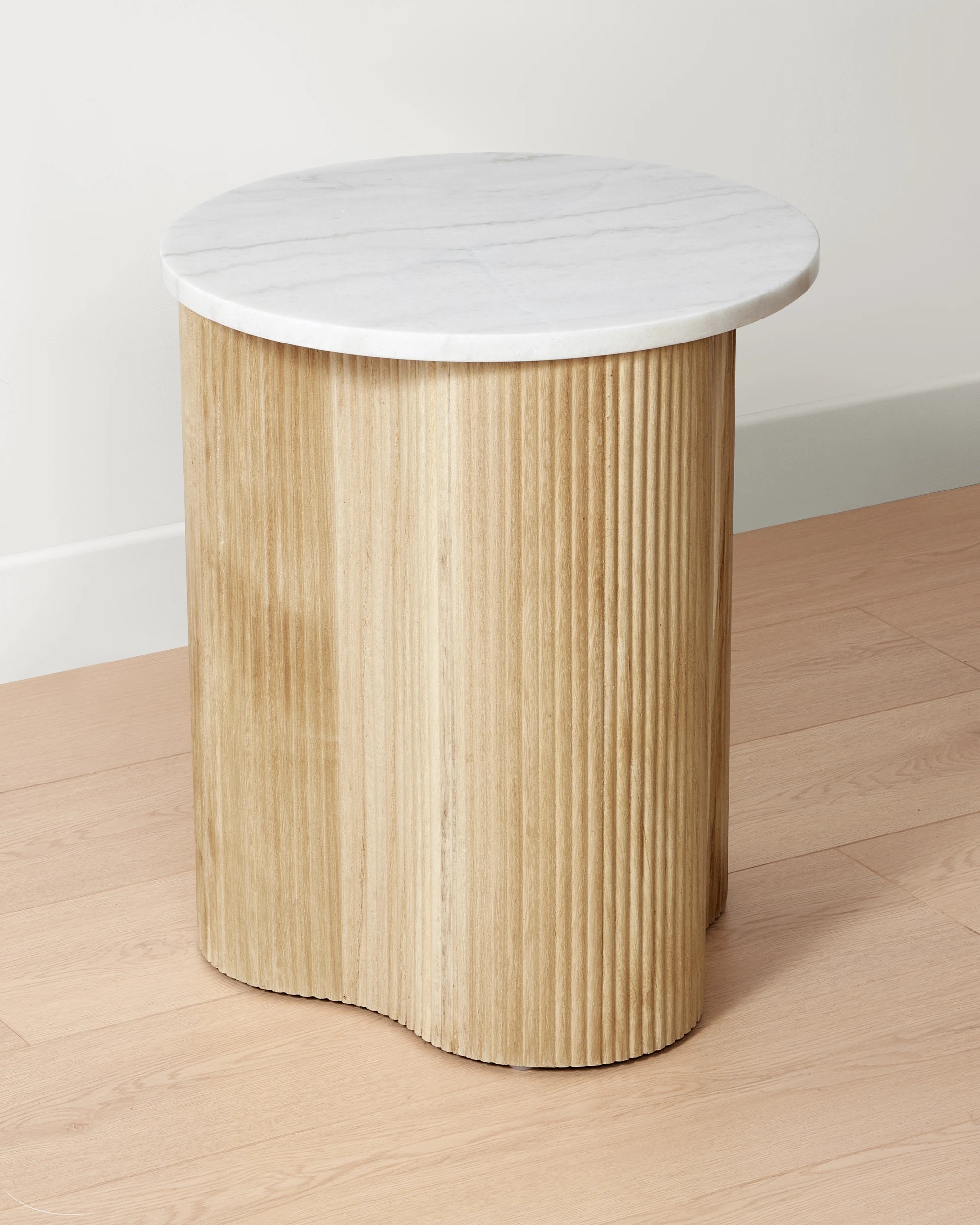 2 Marble Ribbed Side Table, 2 of 7