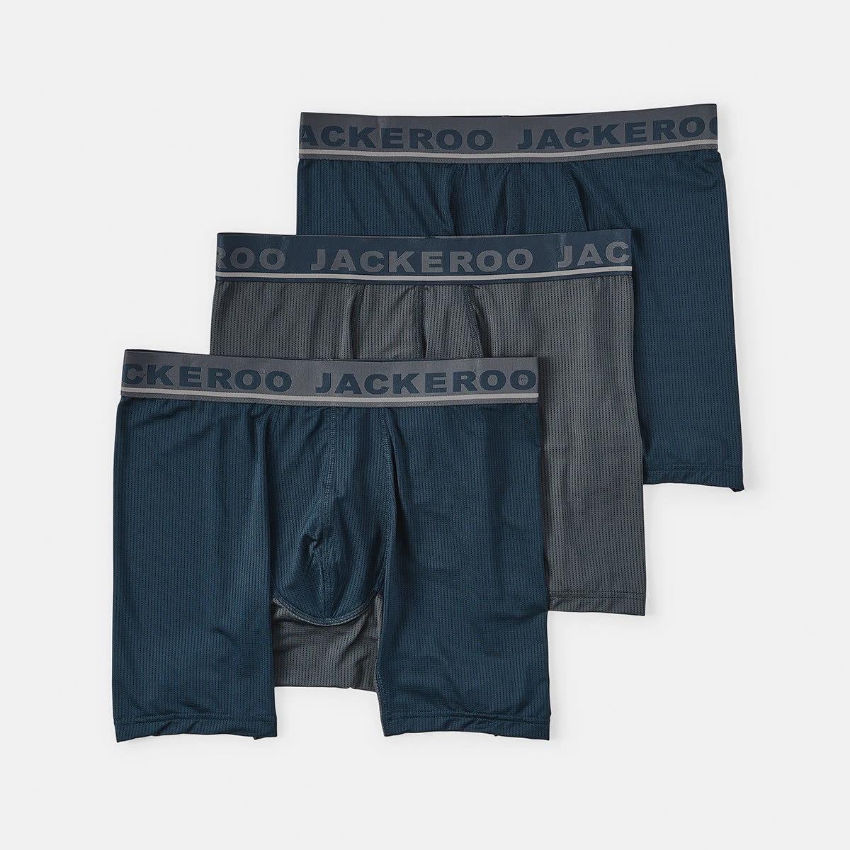 1 3 Pack Jackeroo Mid Length Mesh Trunks NAVY, 1 of 8