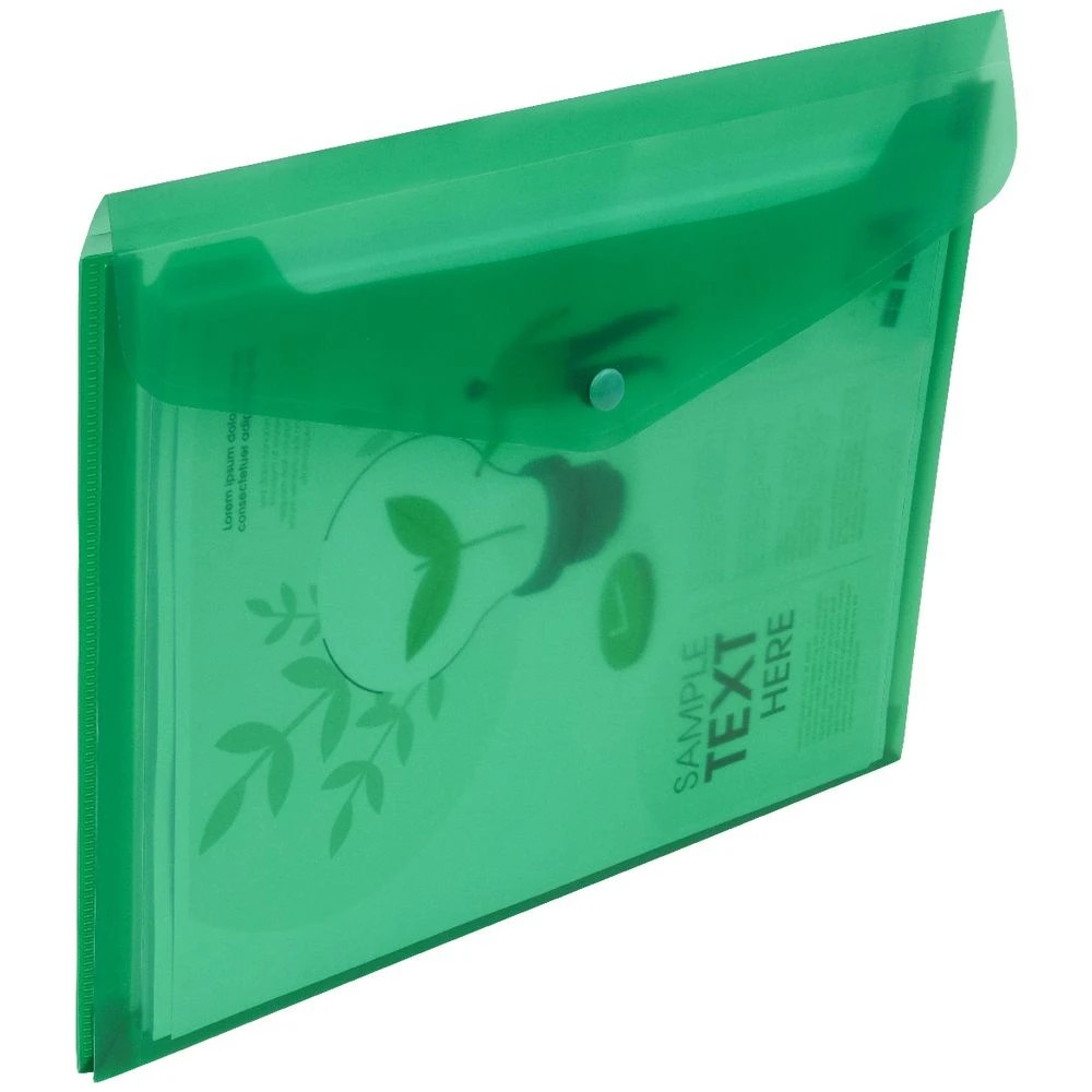 5 J.Burrows A4 Button Document Wallet Green, 5 of 5