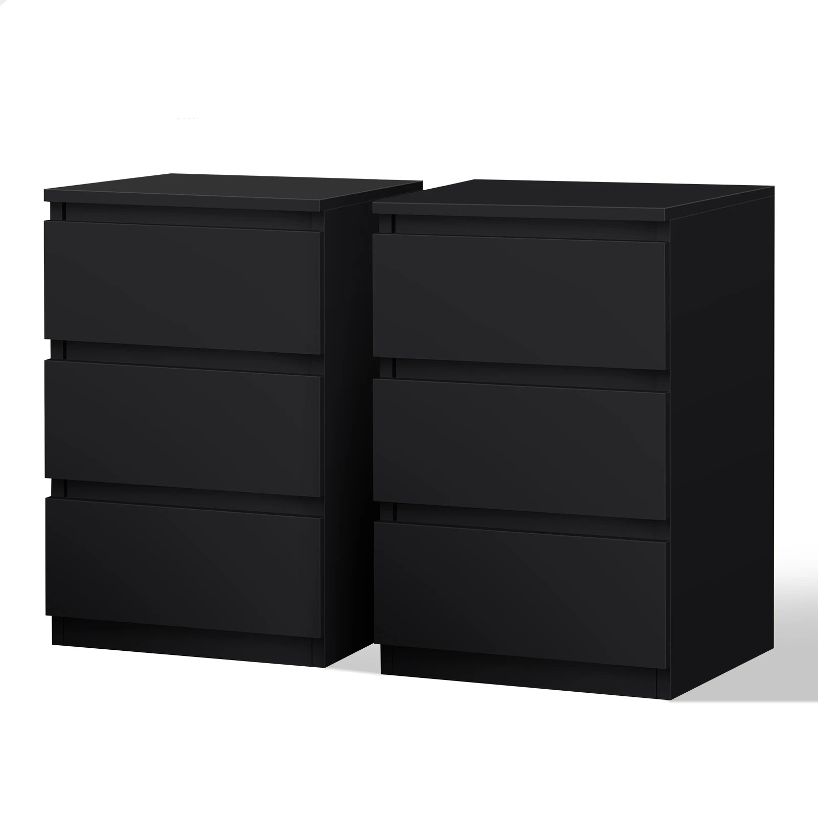 1 Alfordson 2x Bedside Table 3 Drawers - Black, 1 of 10
