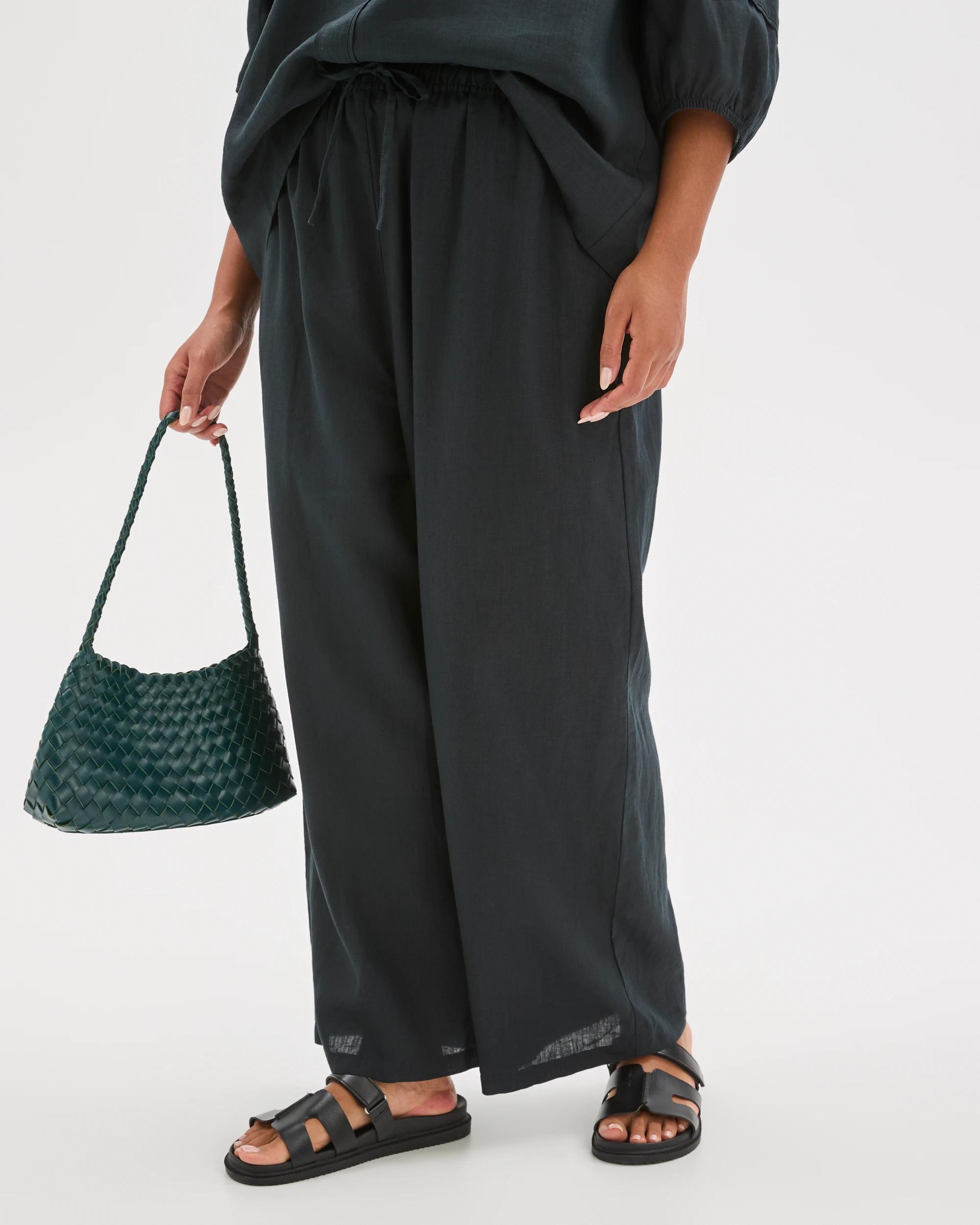 6 Target Curve Plus Size European Linen Wide Leg Pants BLACK FNA, 6 of 6
