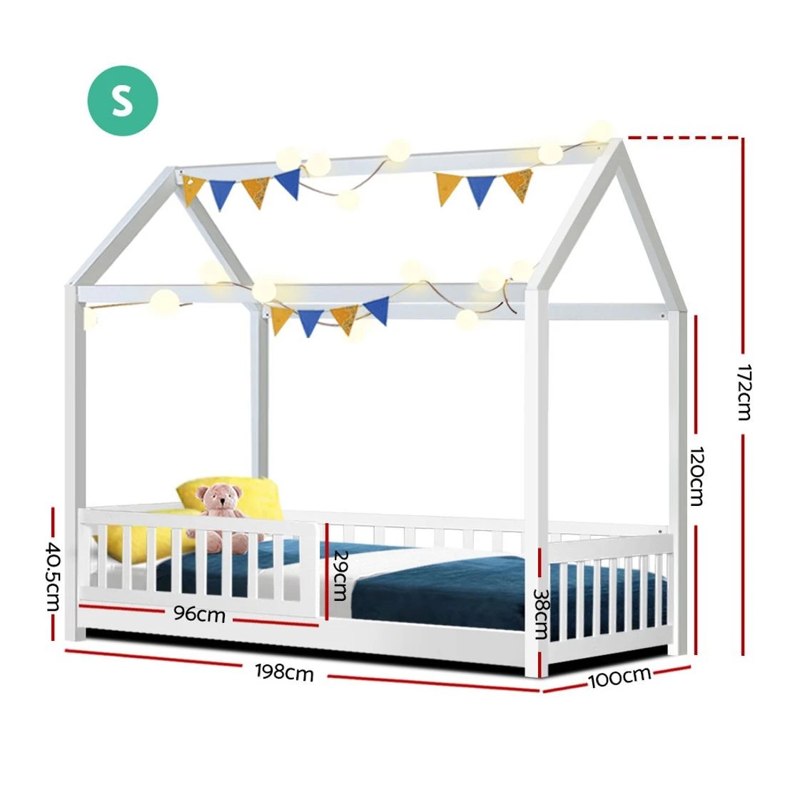 2 Artiss Bed Frame Wooden Kids House Frame Durable Space Saving Modern Decor Easy Assembly Sturdy Versatile
 - white, 2 of 7